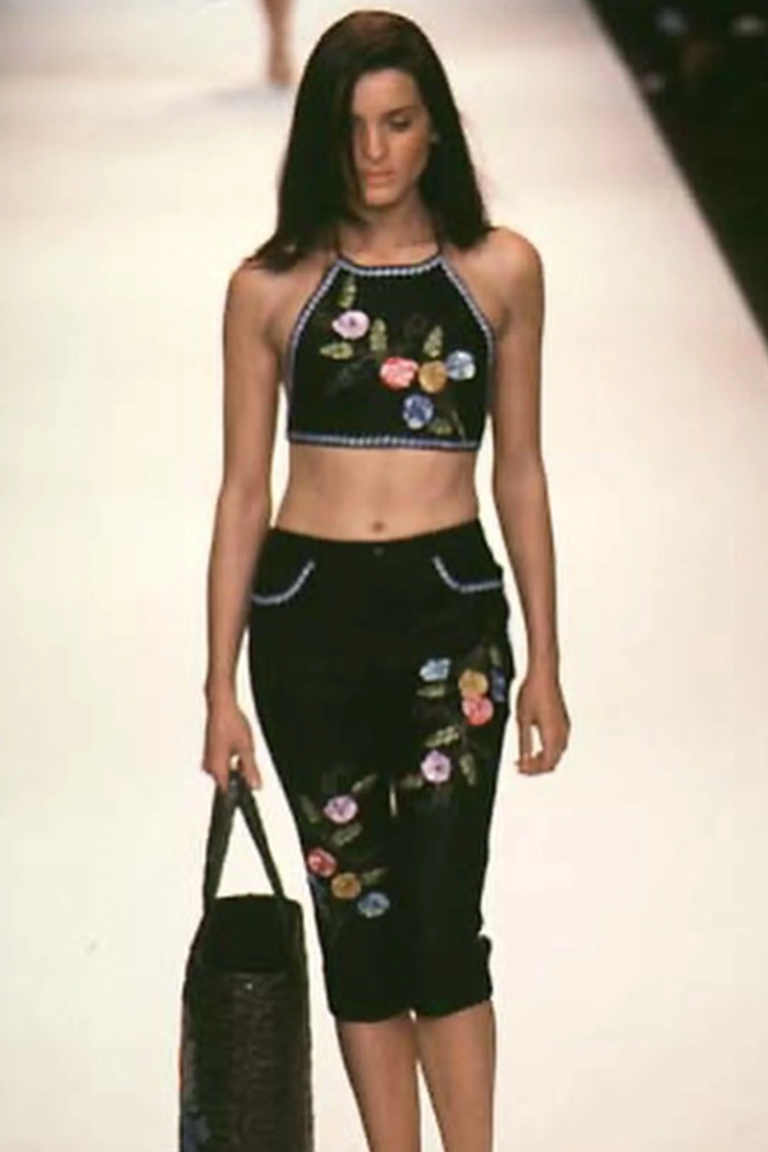 3-D Pansy Embroidered on Linen Skirt - Image 7