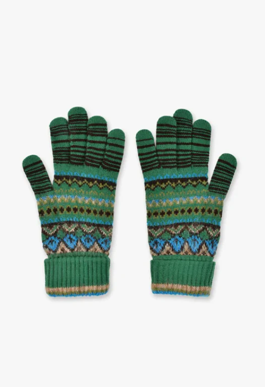 Anna Sui Fair Isle Gloves- Green - Image 3