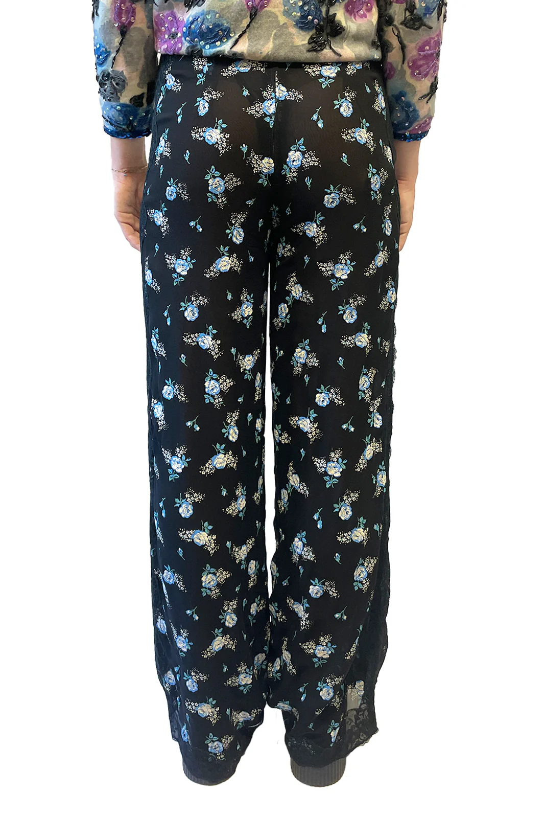 Anna Sui Spring 1995 Lingerie Floral Pants - Image 3