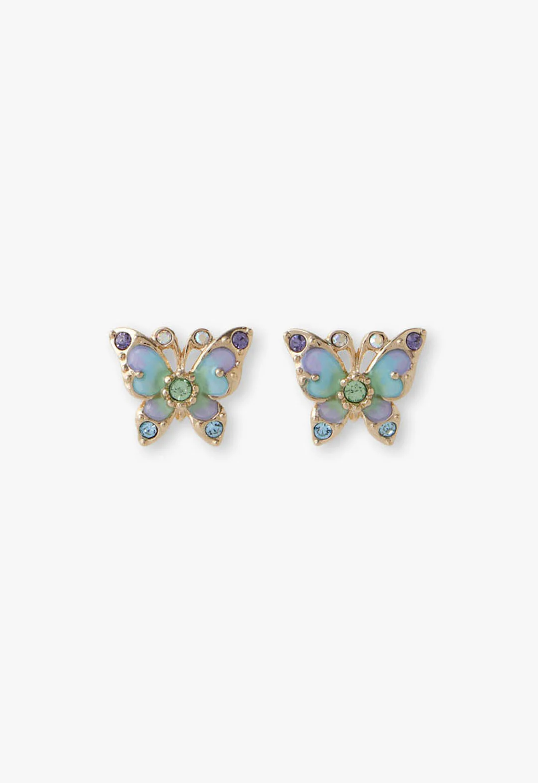 Aqua & Lavender Butterfly Earrings - Image 2