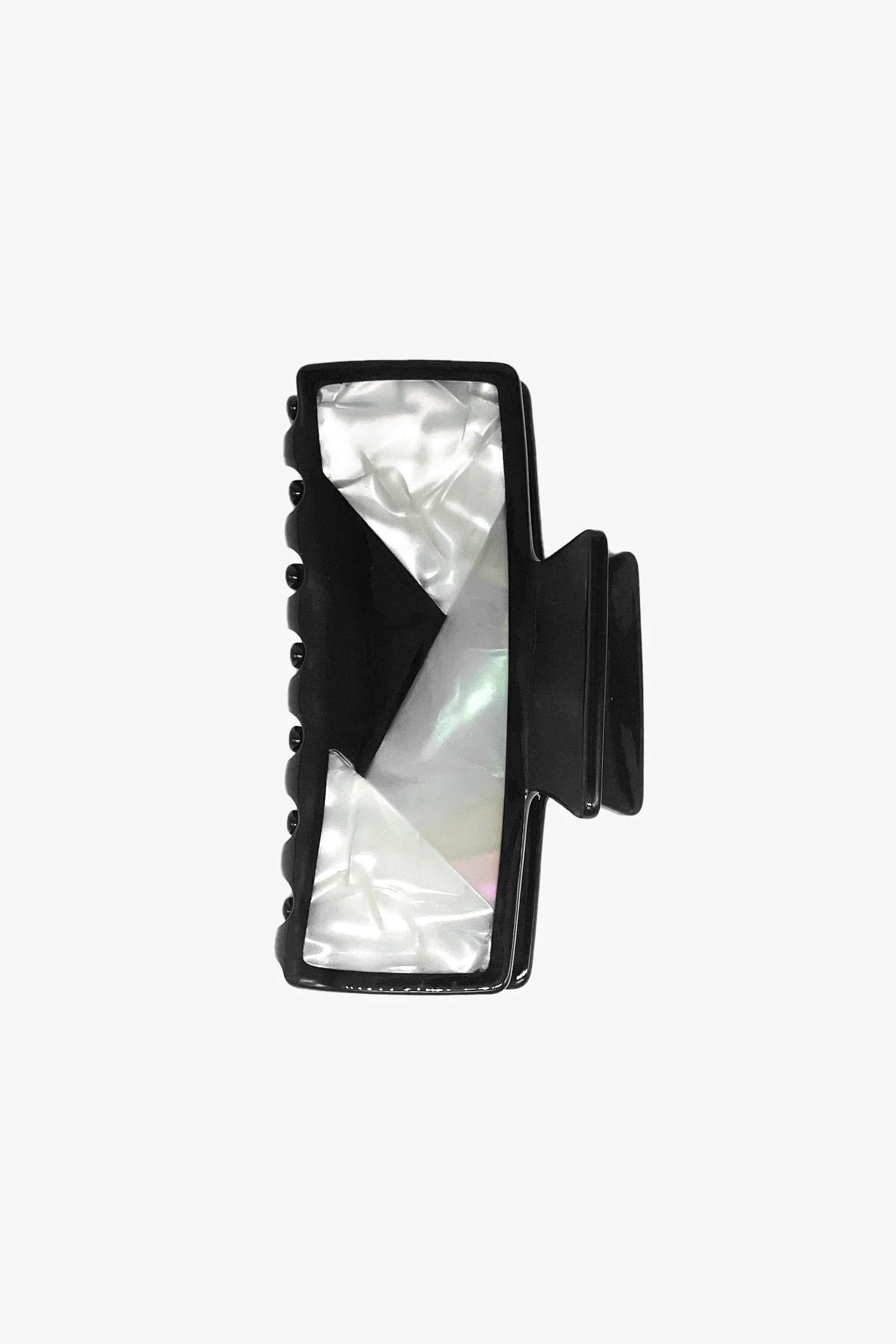 Art Deco Mother of Pearl & Black Rectangle Jaw Clip