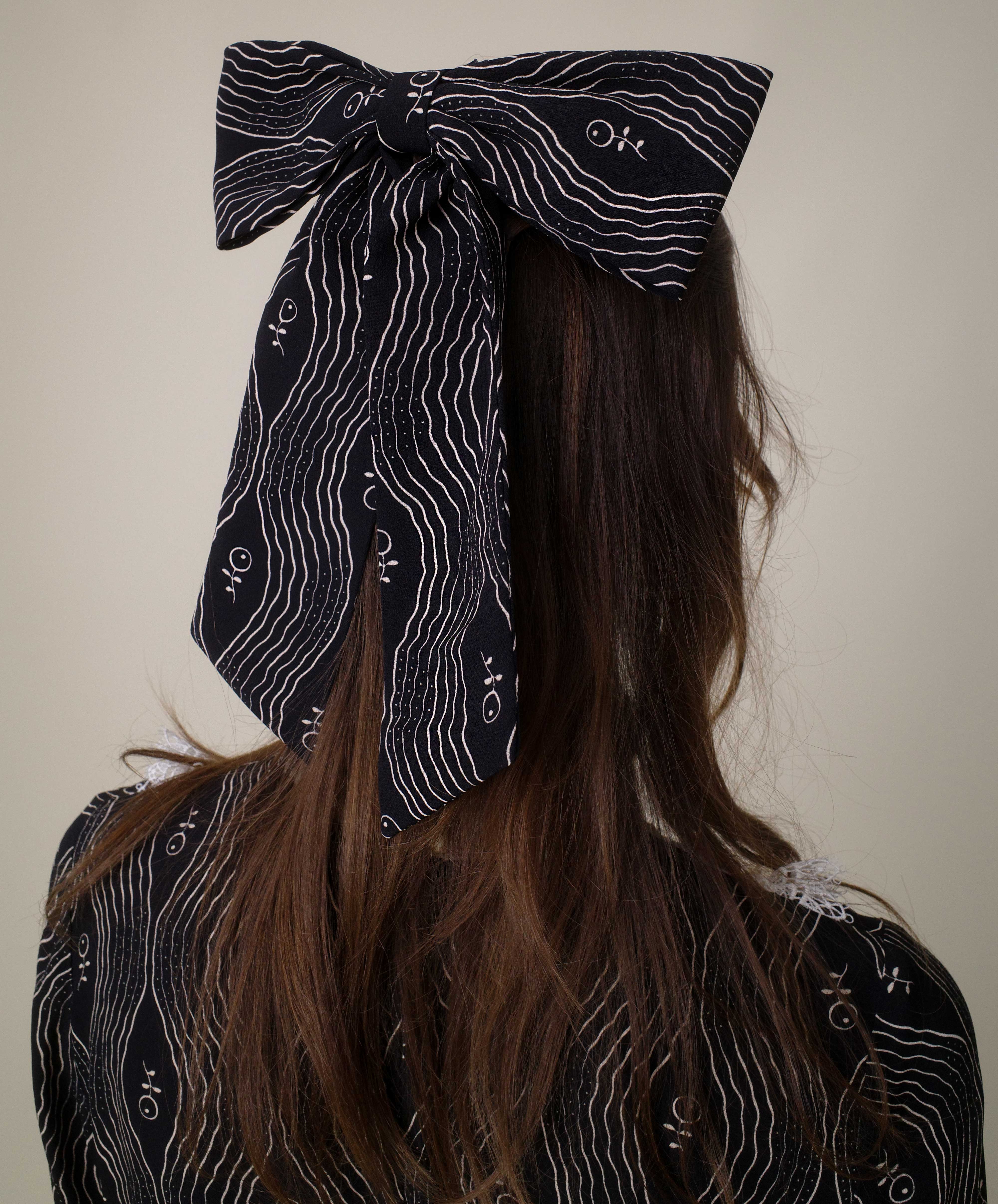 Berry Crepe Bow Hair Clip - Image 3