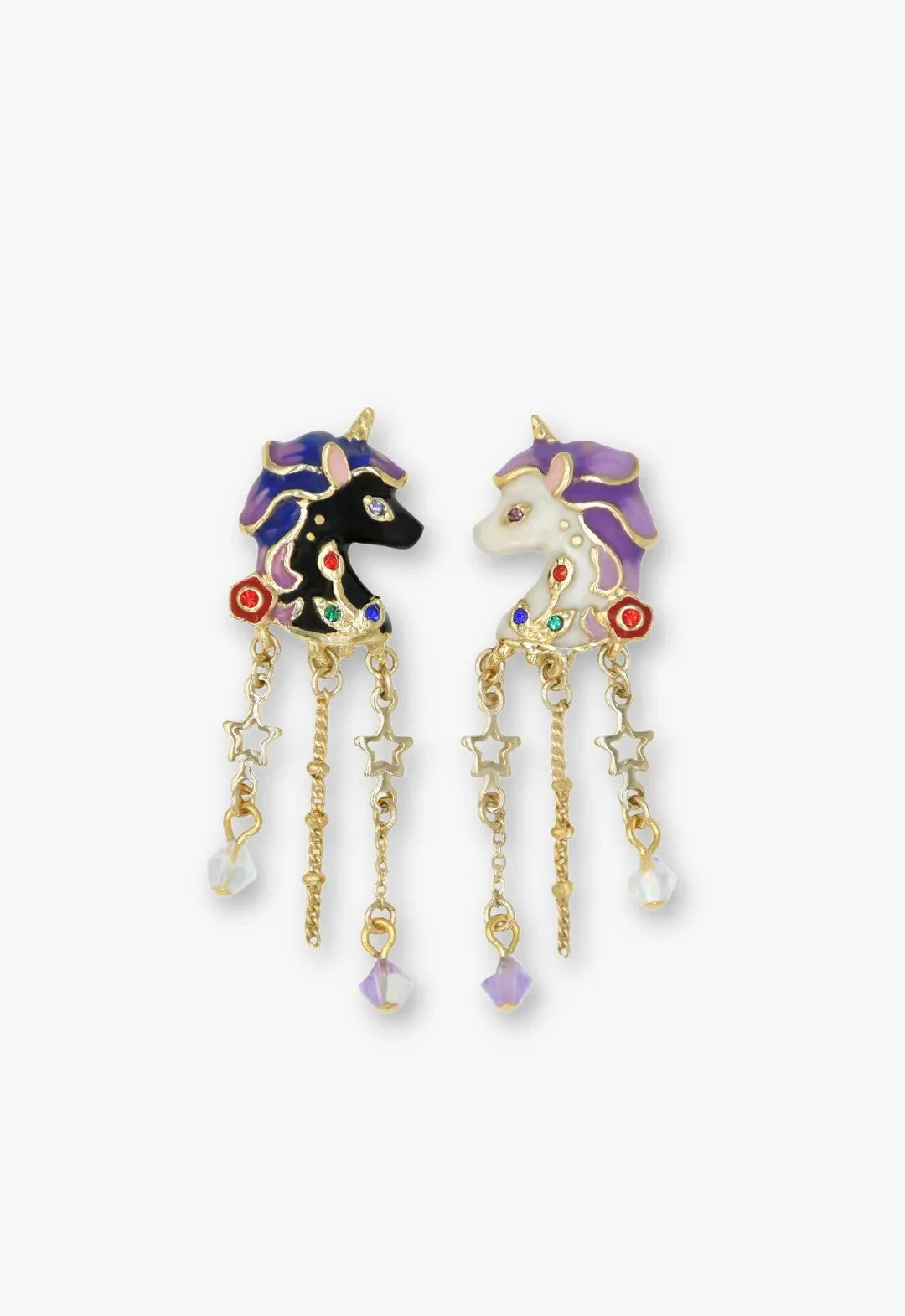 Moonlit Unicorn Earrings- Black and Ivory