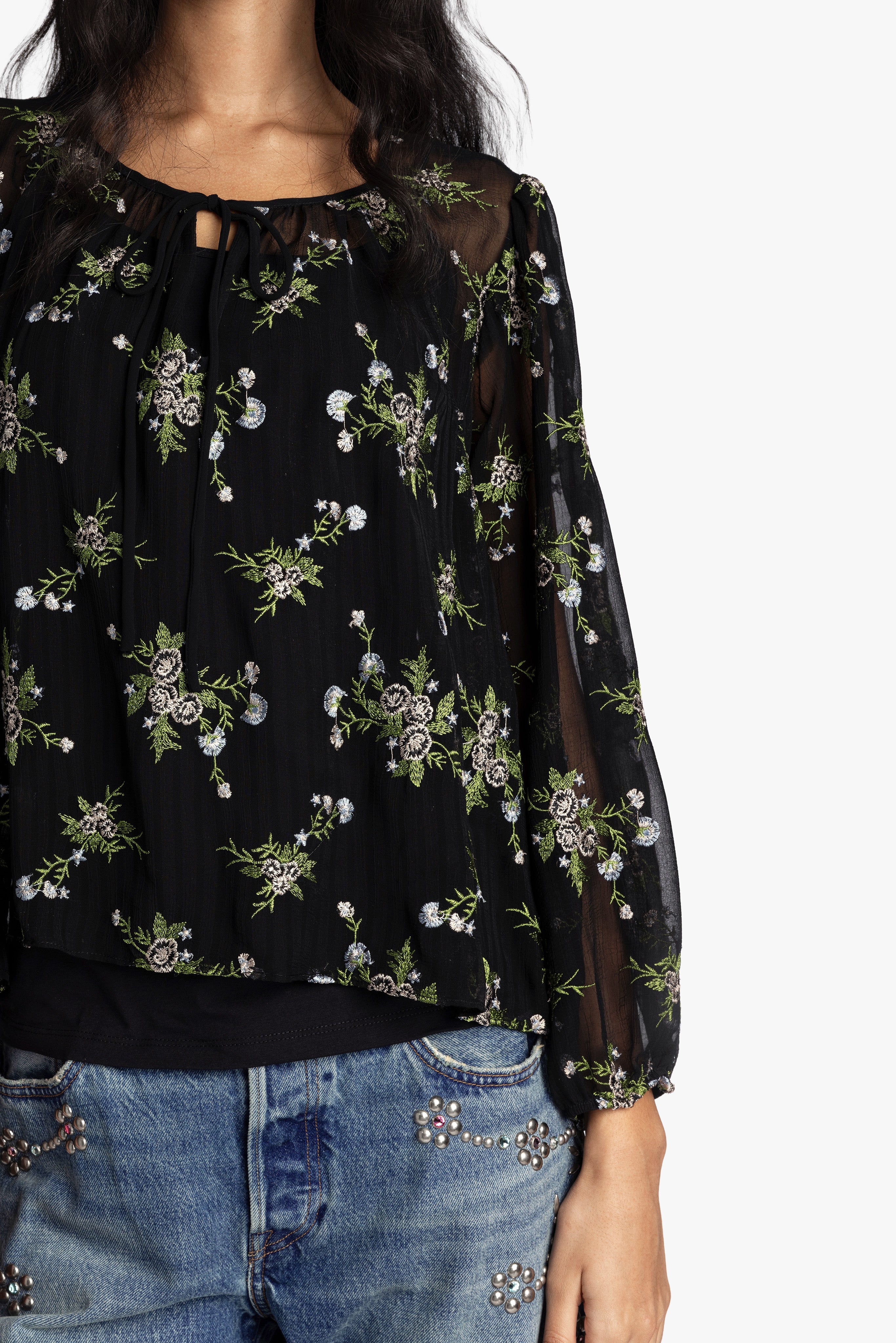 Bluebell Embroidered Chiffon Blouse - Image 6