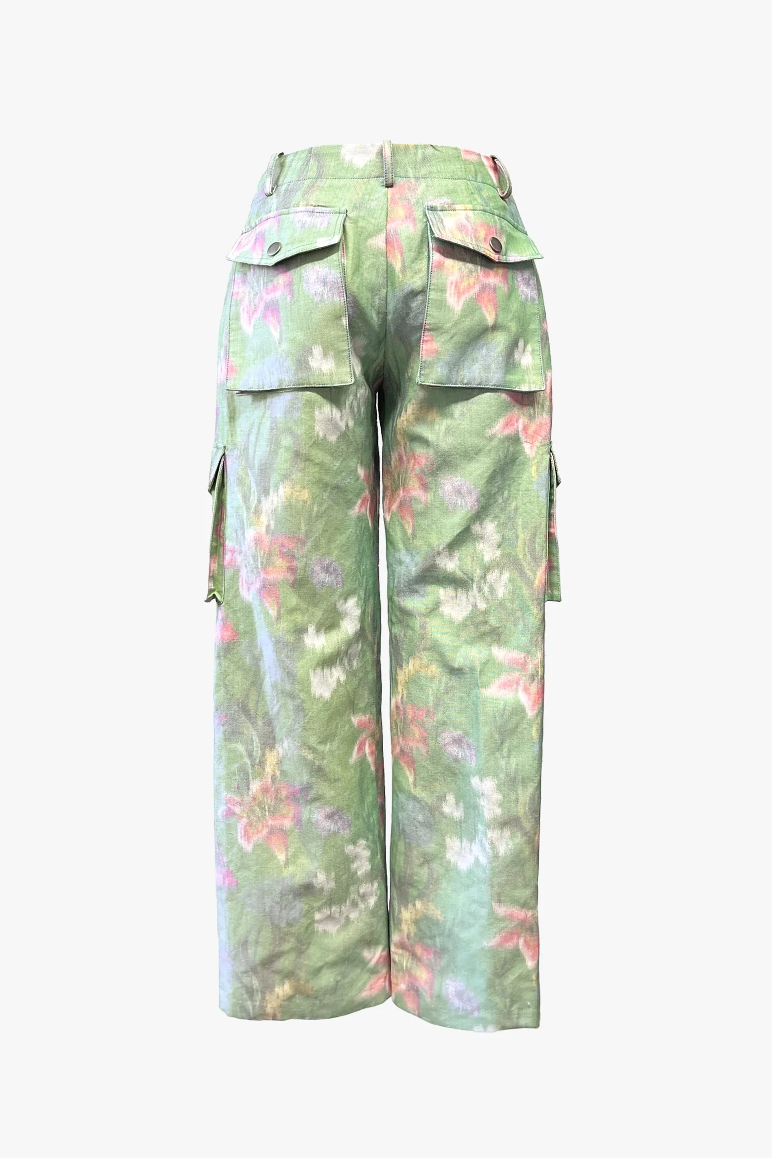 Botanical Warped Print Cargo Pants - Image 3