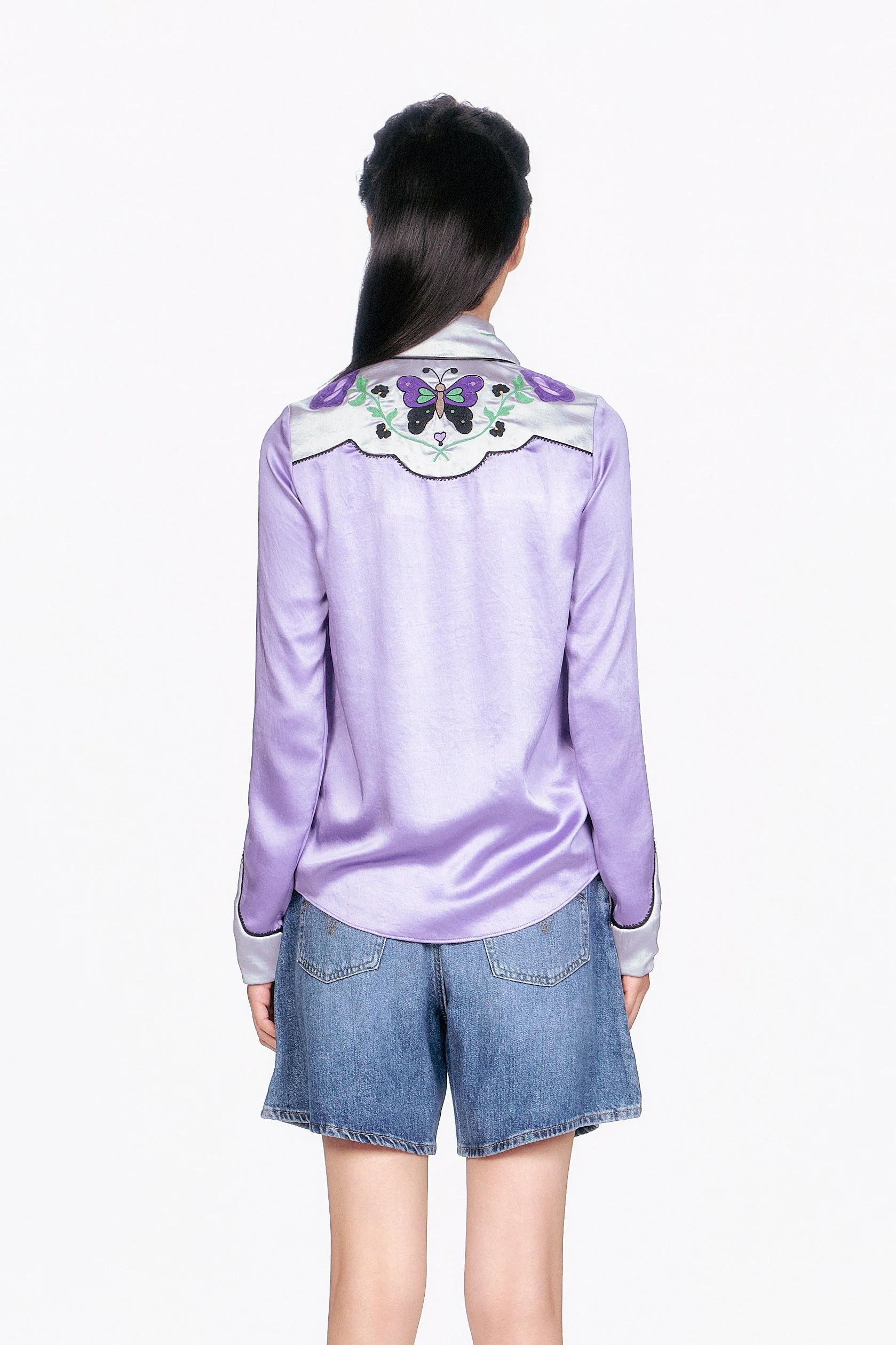 Boudoir Satin Embroidered Cowboy Shirt - Image 5