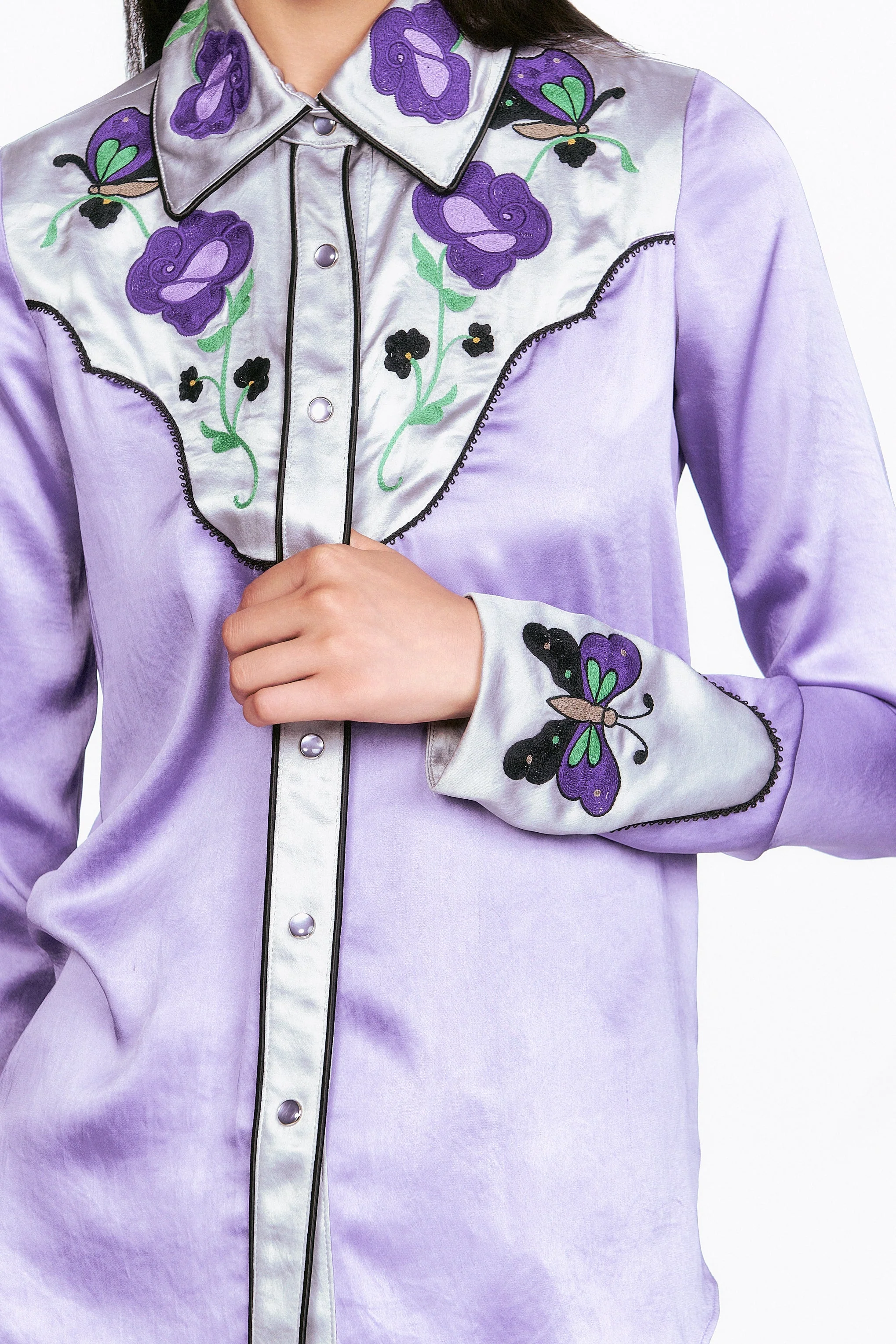 Boudoir Satin Embroidered Cowboy Shirt - Image 7
