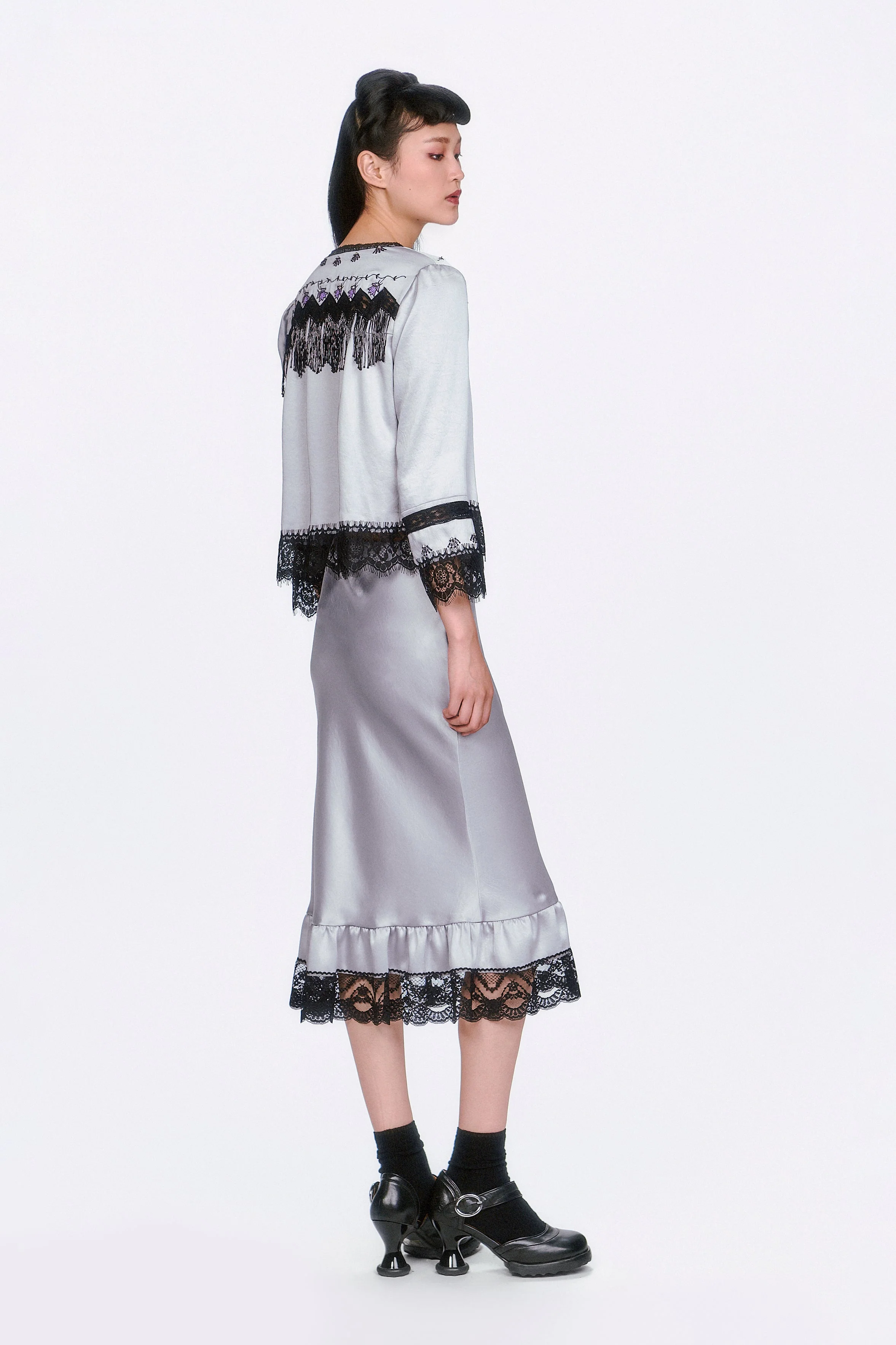 Boudoir Satin Lace Skirt - Image 5
