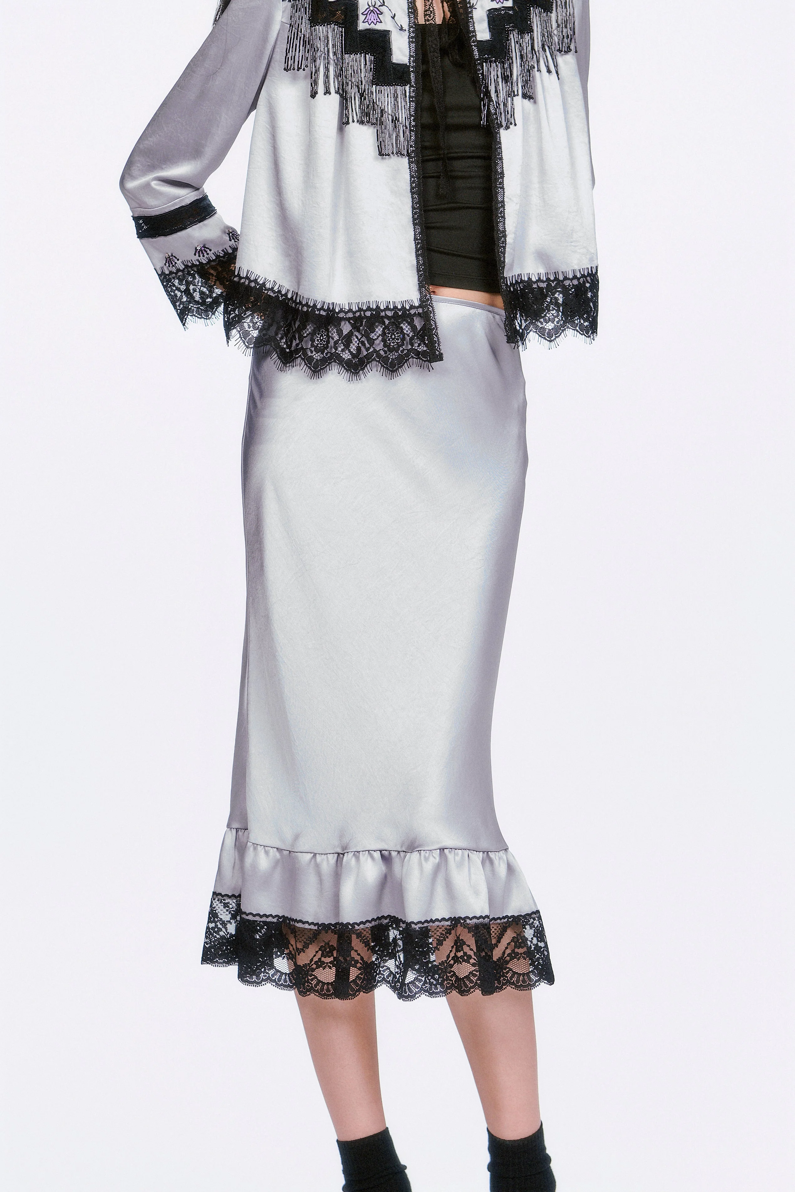 Boudoir Satin Lace Skirt - Image 6