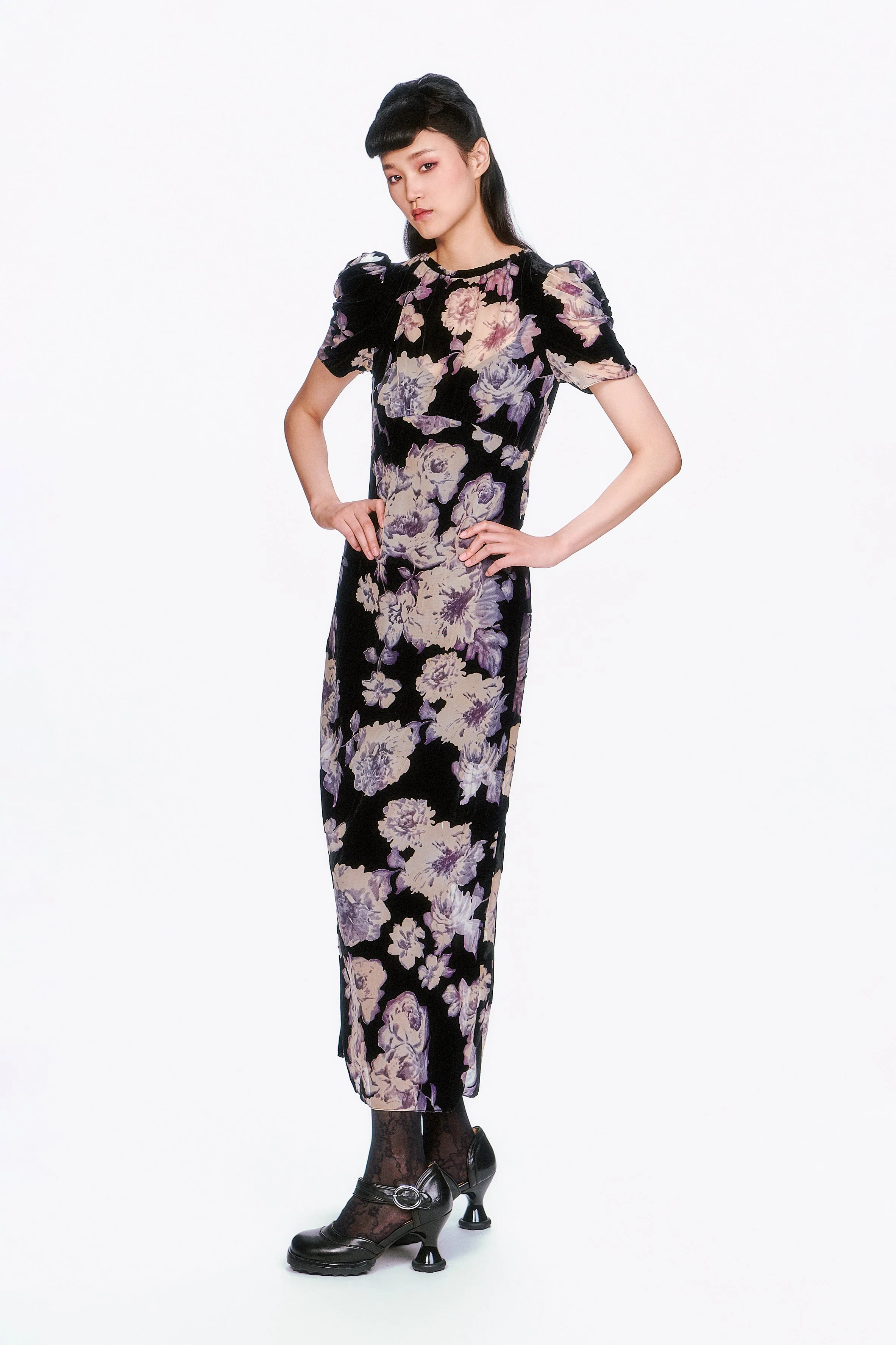 Cabbage Rose Devoré Maxi Dress - Image 3
