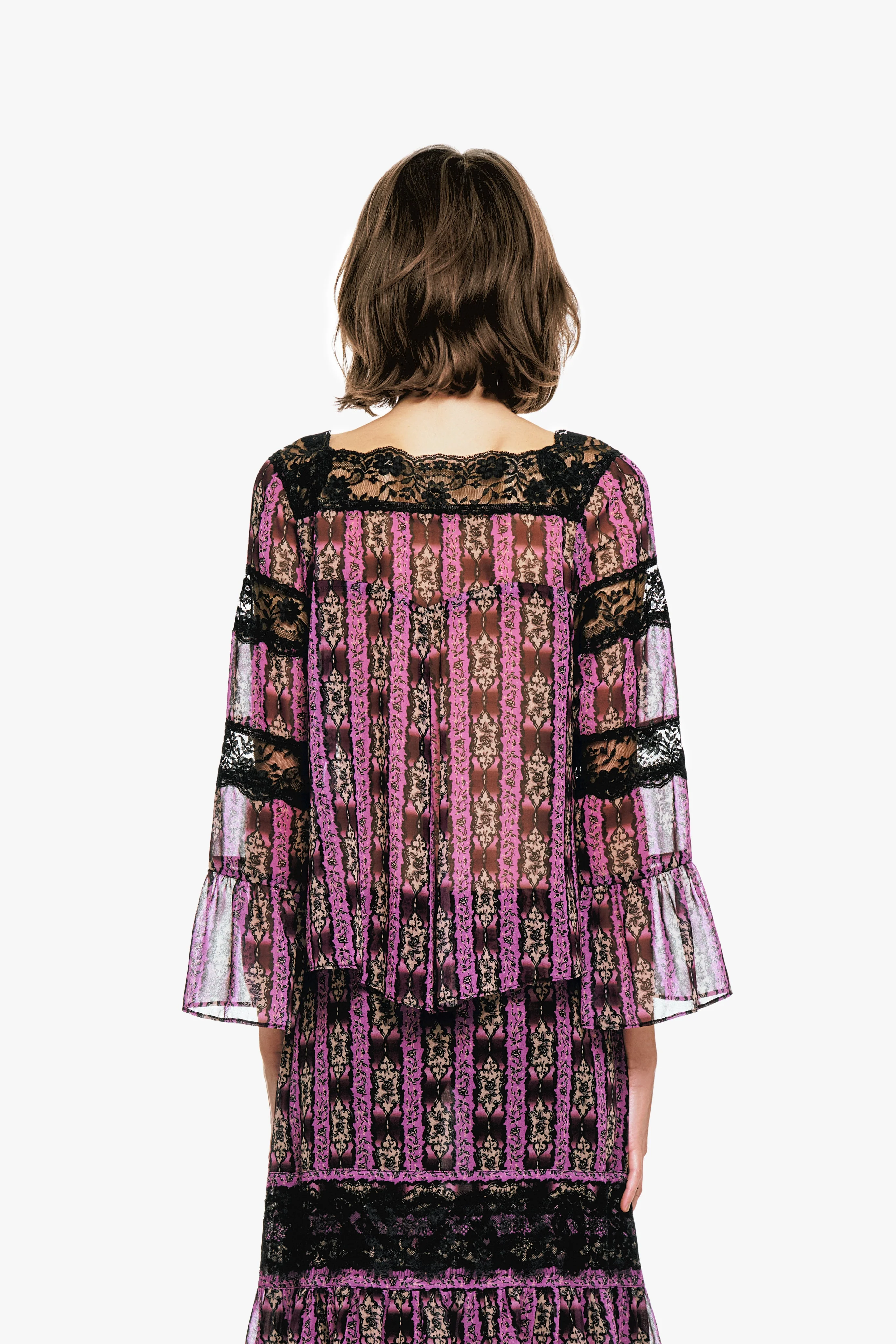 Cameo Stripe Print Tie Blouse - Image 5