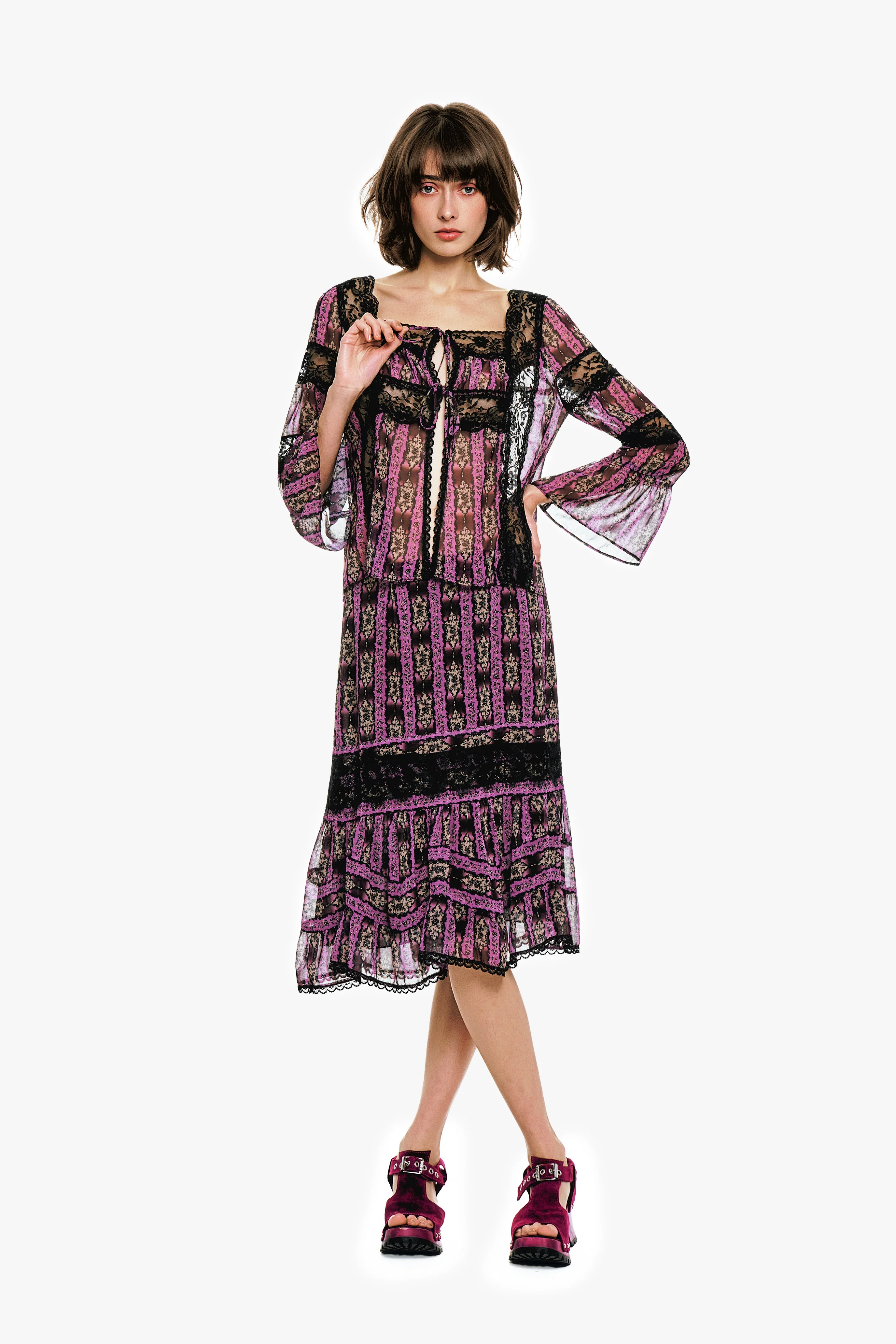 Cameo Stripe Print Tie Blouse - Image 6