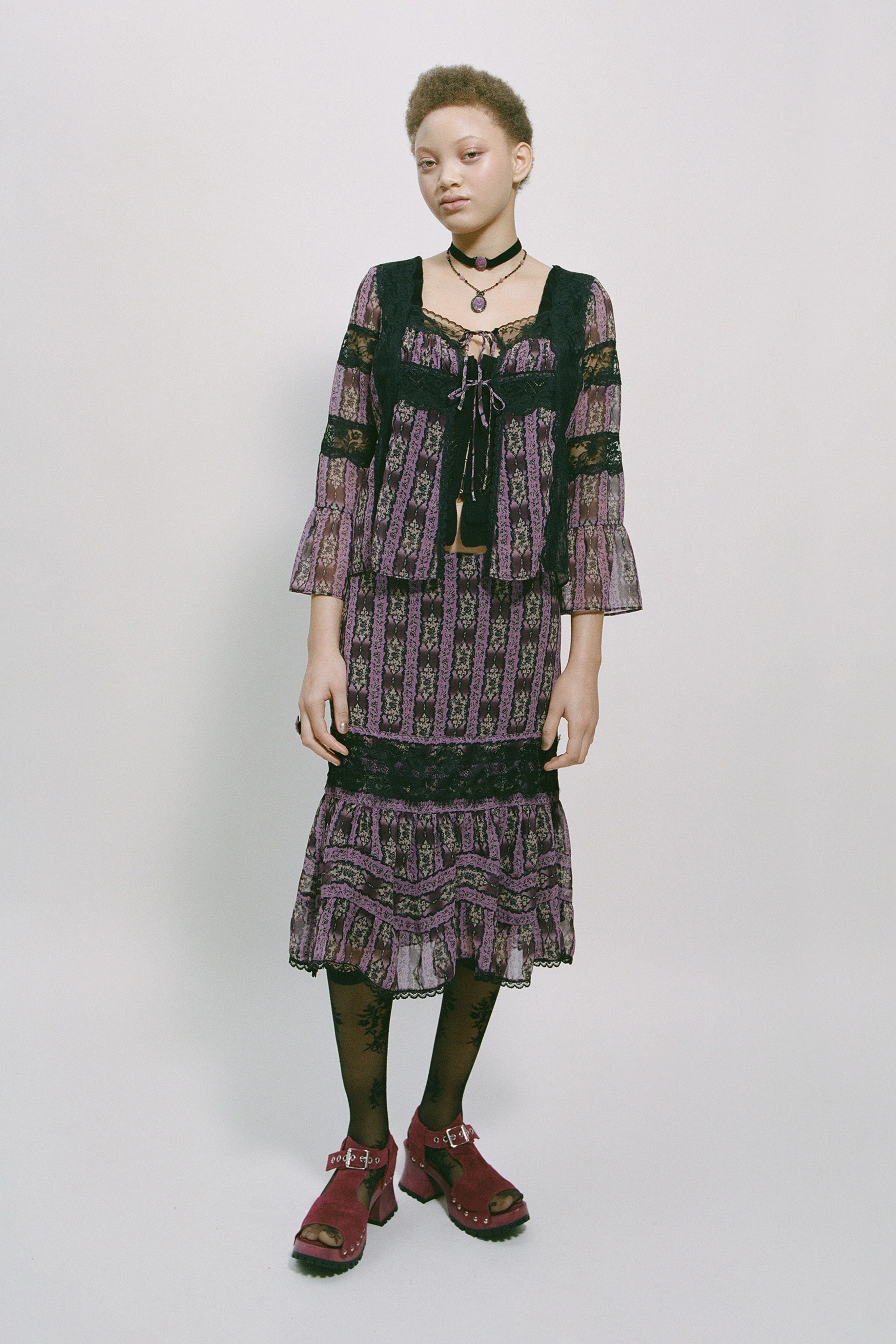Cameo Stripe Print Tie Blouse - Image 8
