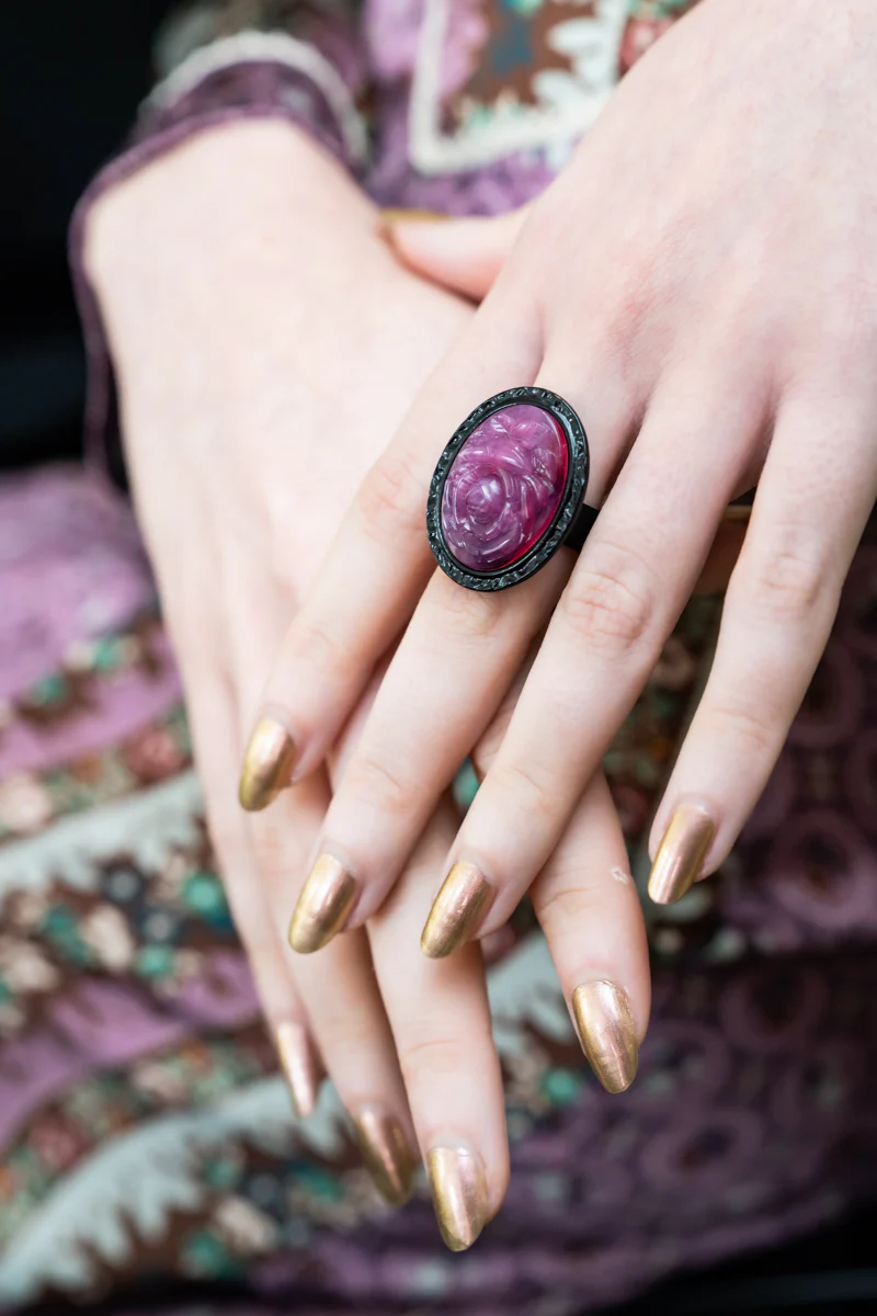 Carved Rose Ring - Dusty Rose - Image 2