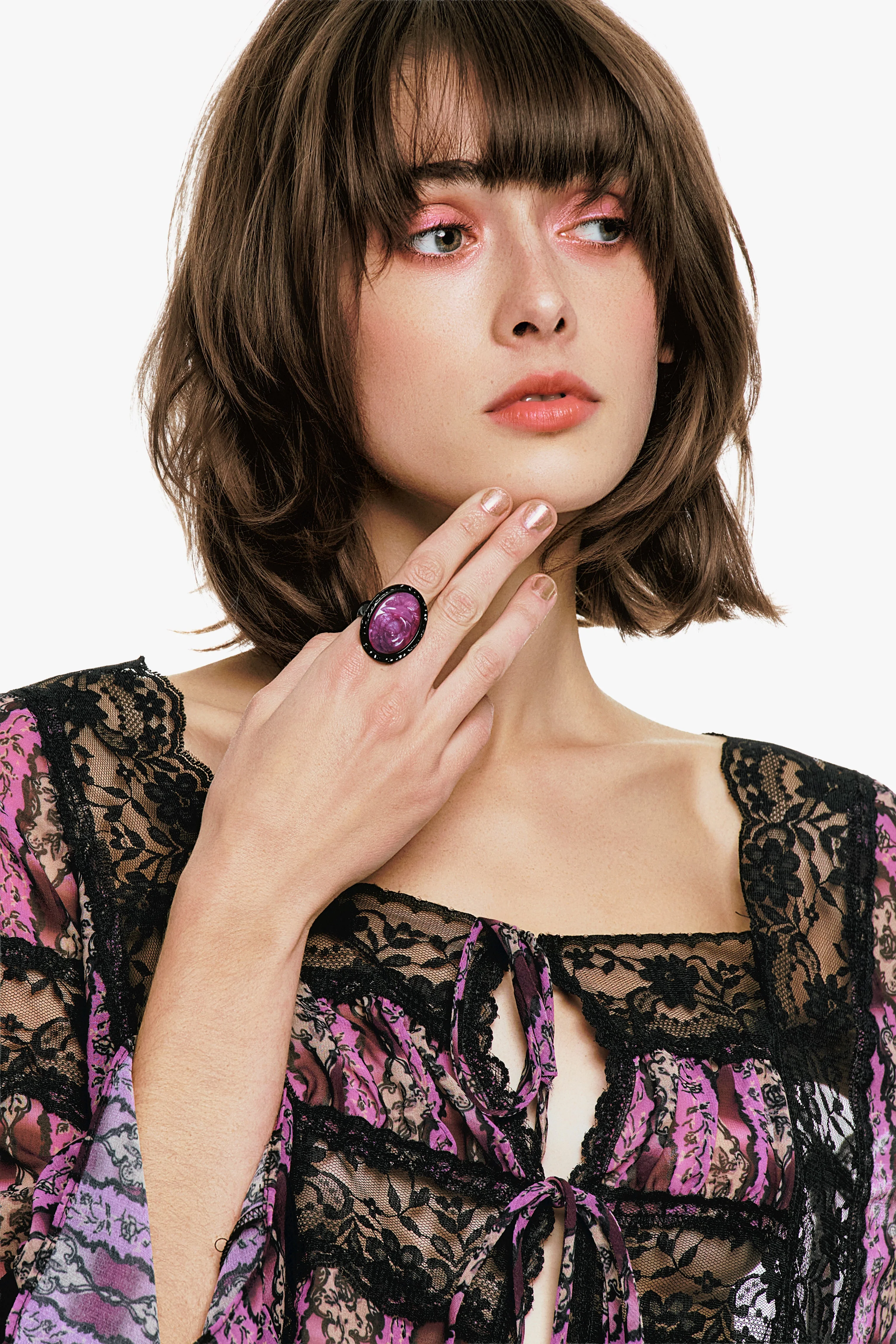 Carved Rose Ring - Dusty Rose - Image 4