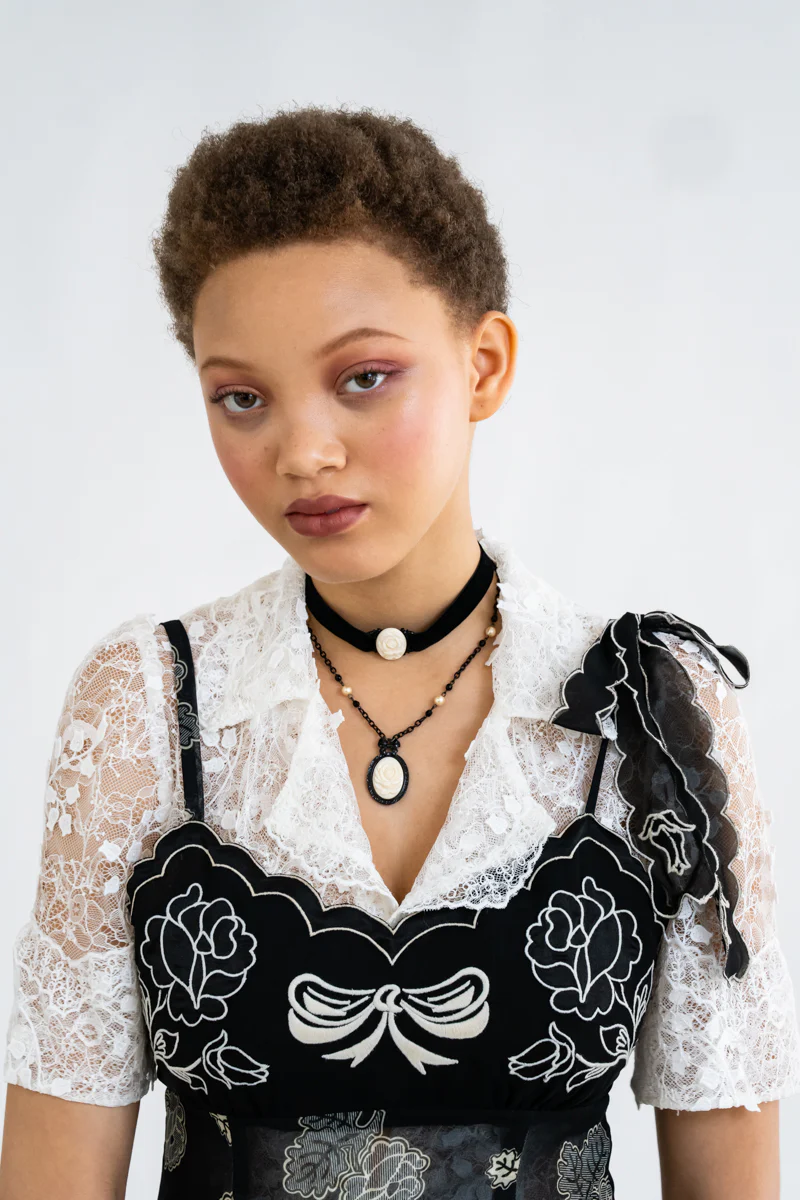 Carved Rose Victorian Necklace & Choker Set – Ivory - Image 3