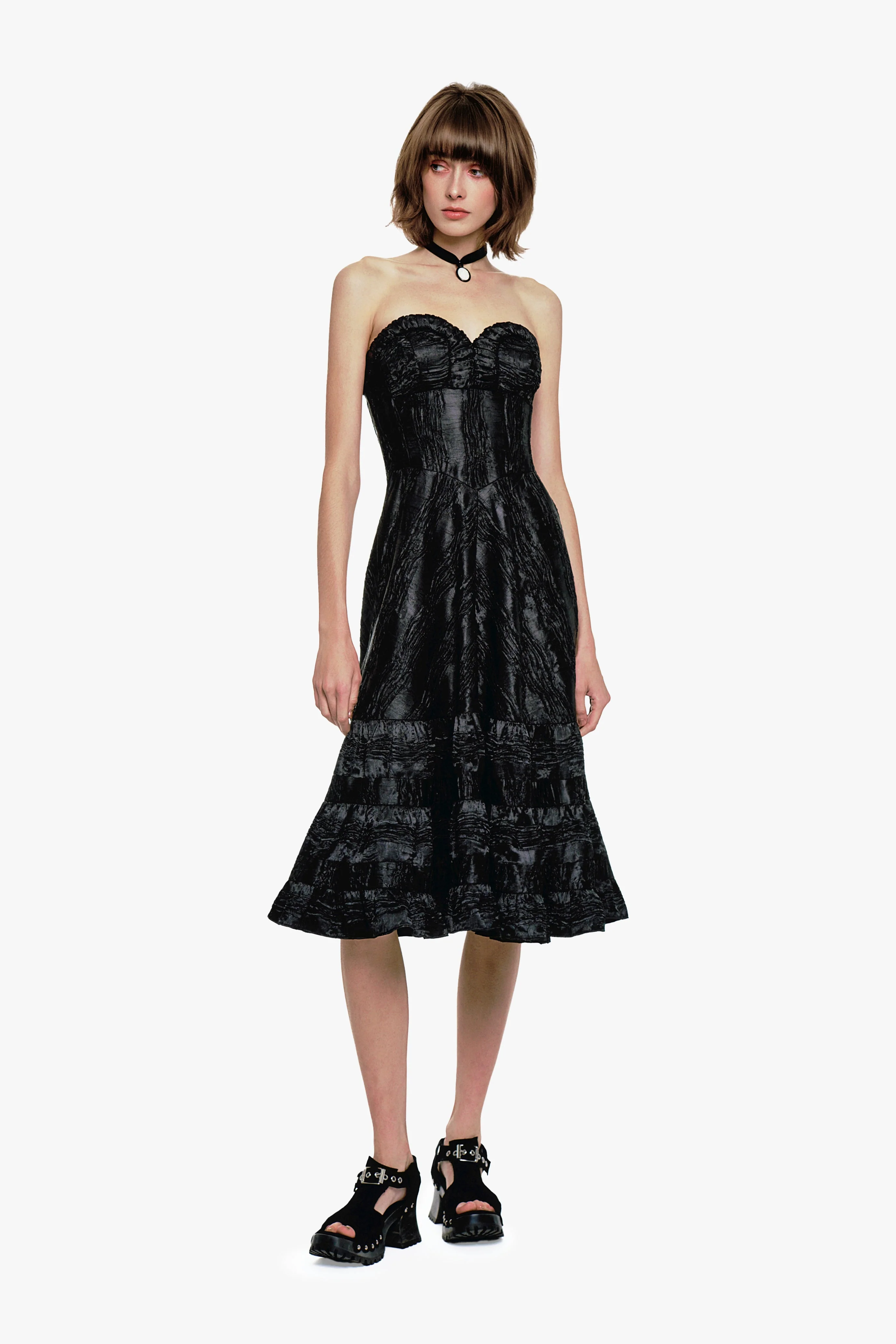 Crushed Satin Sweetheart Dress - Image 3