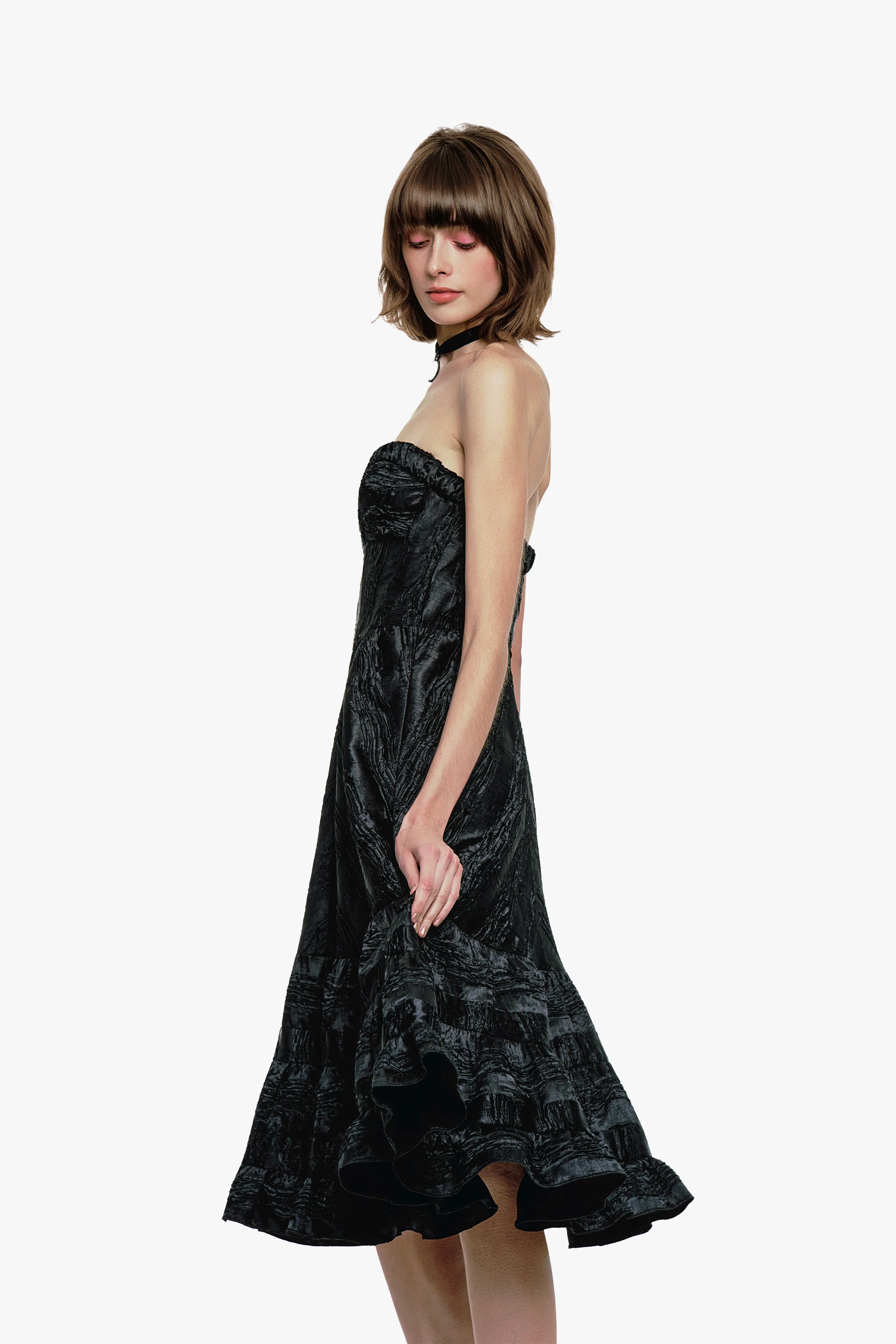Crushed Satin Sweetheart Dress - Image 4