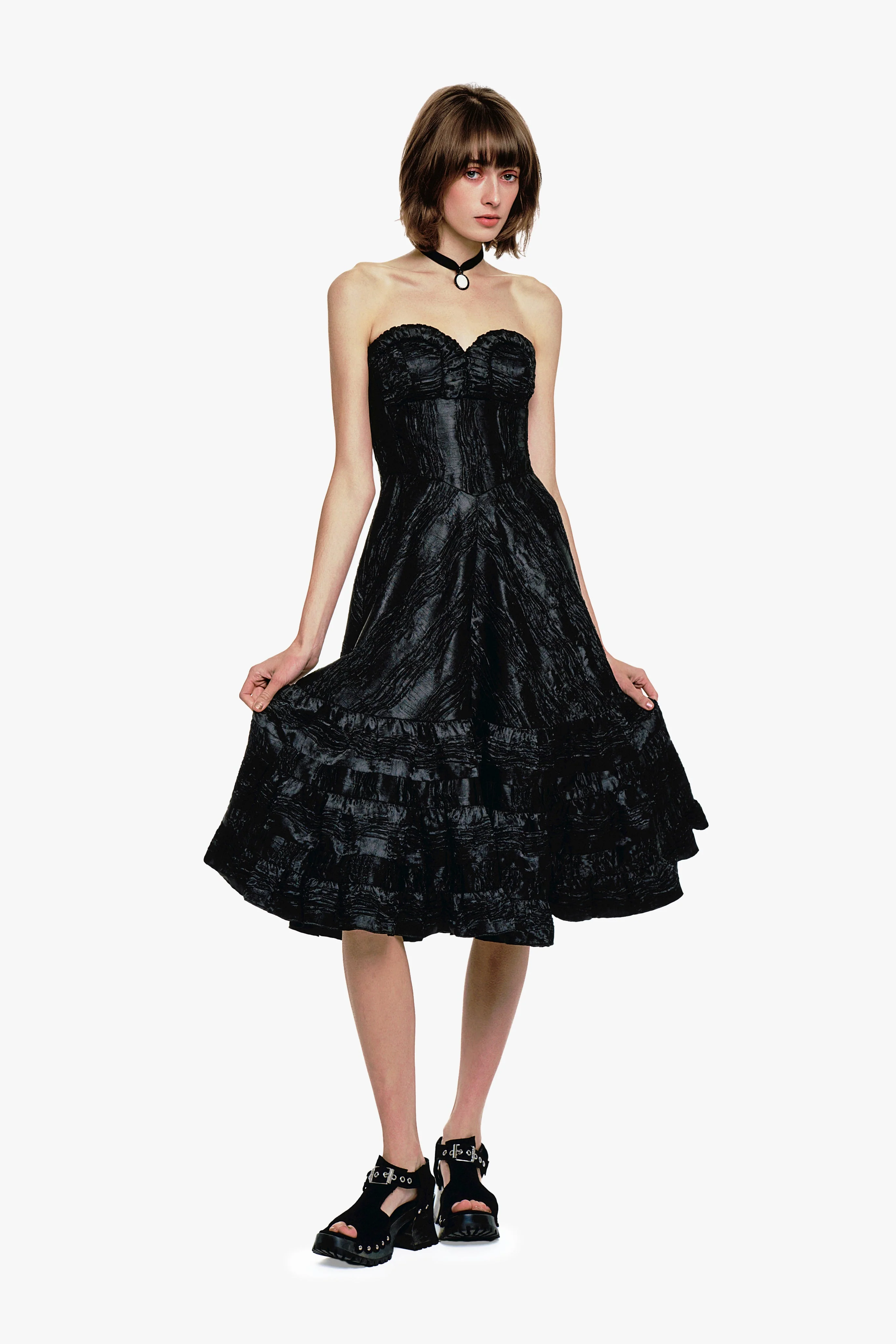 Crushed Satin Sweetheart Dress - Image 8