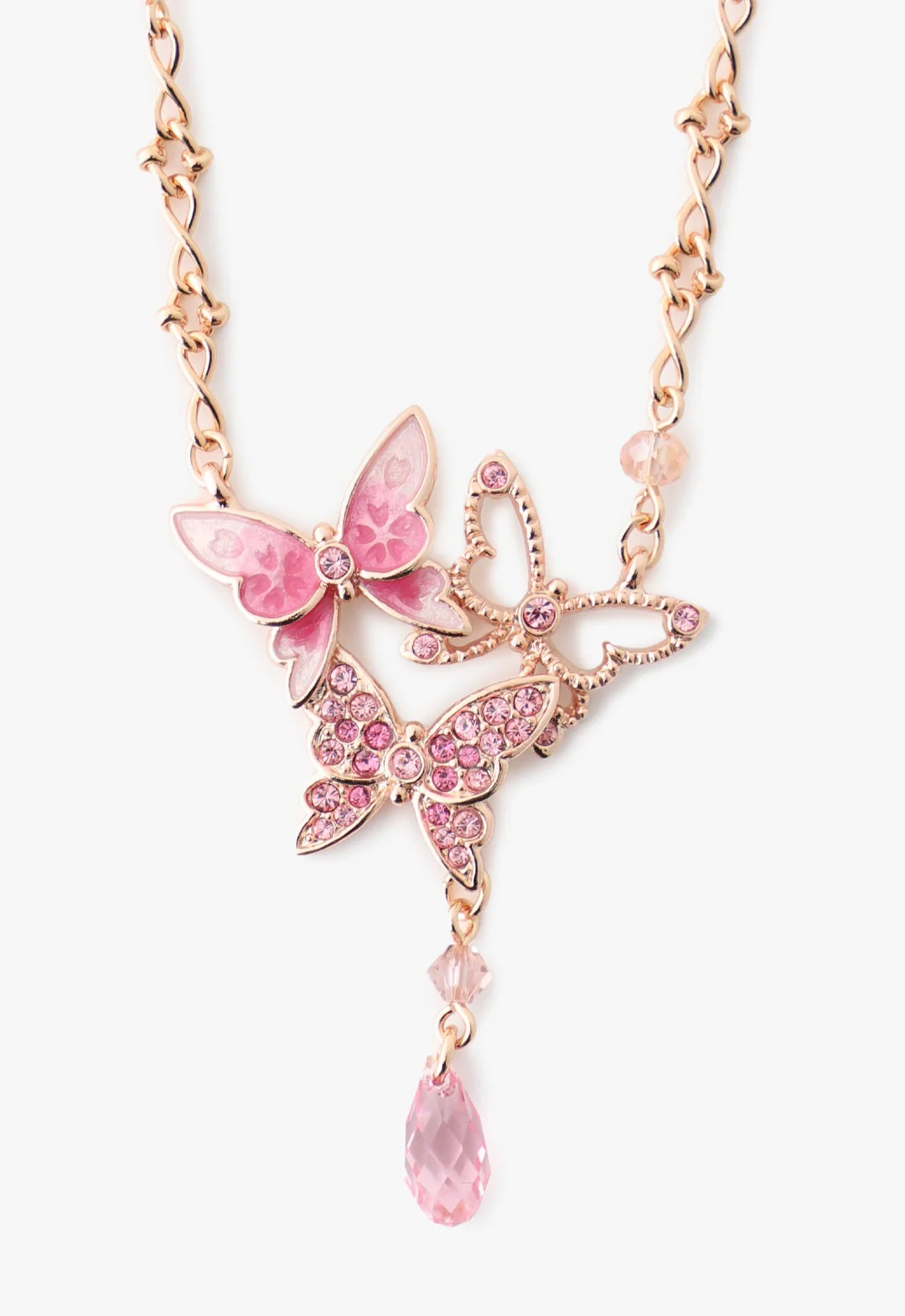 Bejeweled Butterfly Princess Necklace - Pink Rose Gold - Image 2