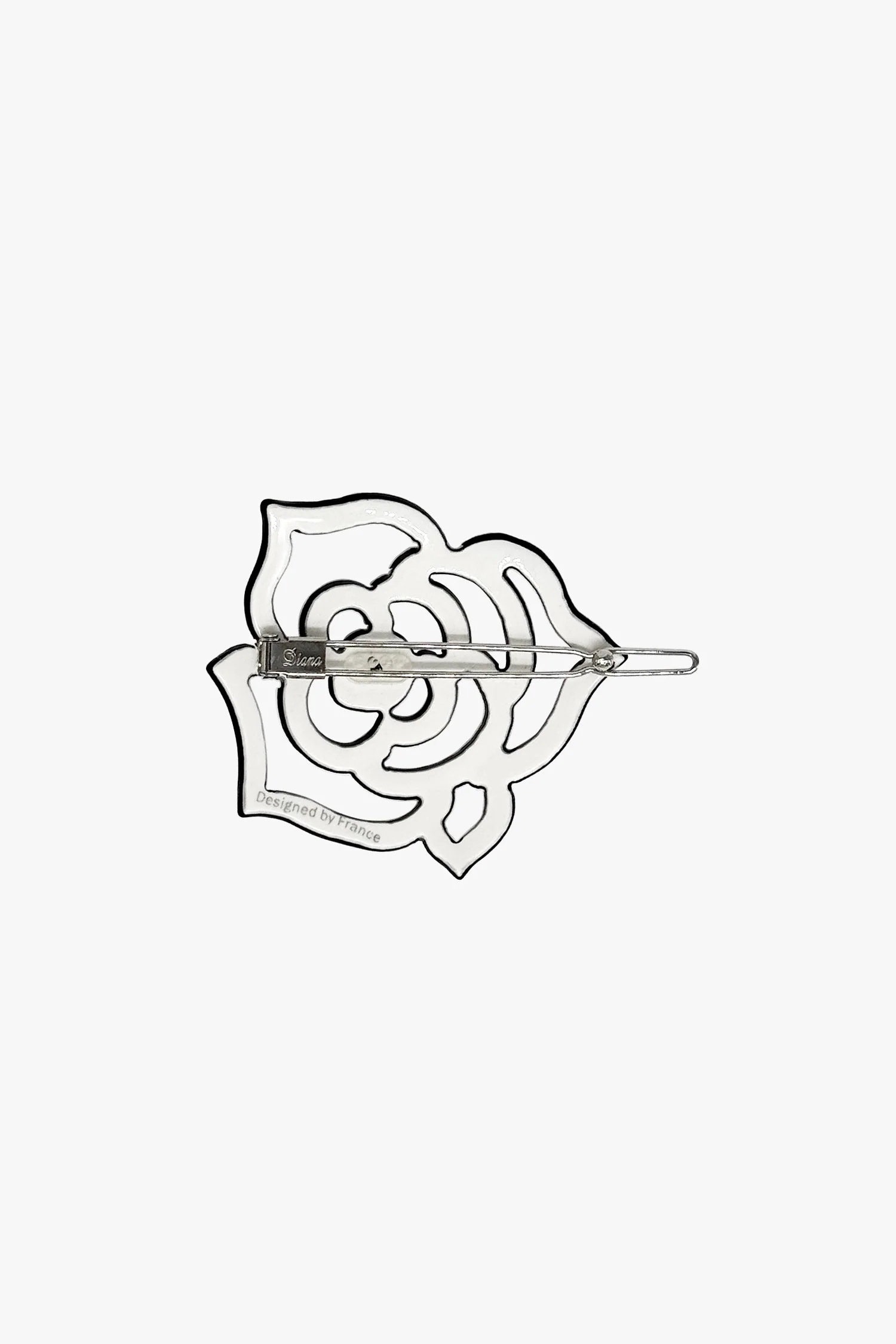 Cutout Crystal Embroidered Rose Side Barrette-White - Image 2