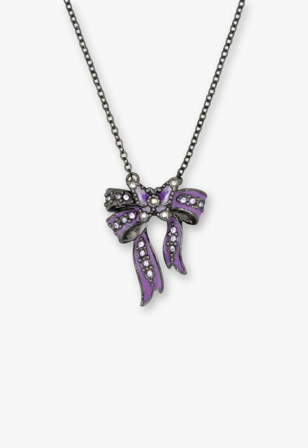 Dark Romance Butterfly Bow Necklace - Gunmetal - Image 2