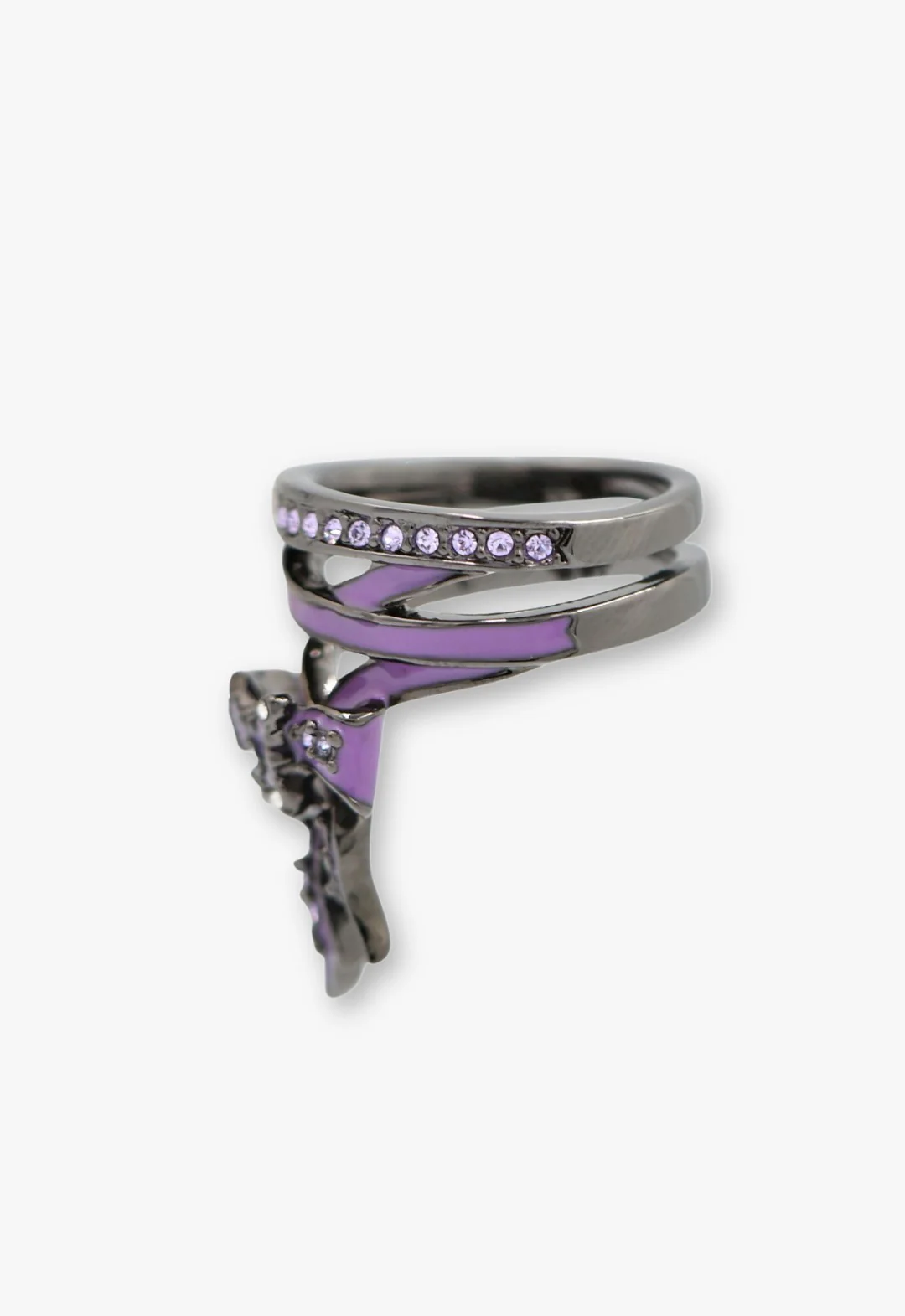 Dark Romantic Butterfly Bow Ring - Gunmetal - Image 2
