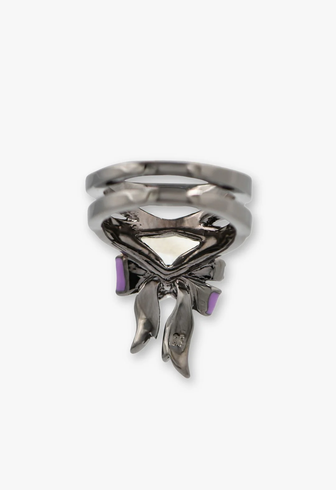 Dark Romantic Butterfly Bow Ring - Gunmetal - Image 3