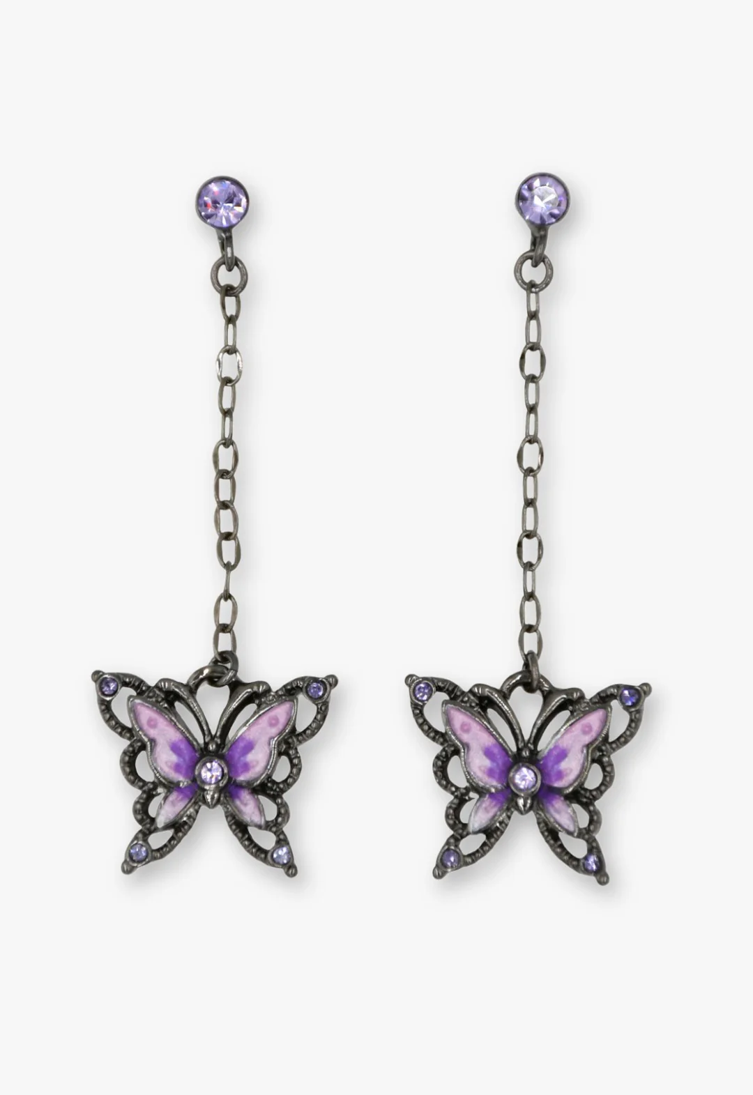 Dark Romance Butterfly Earrings - Gunmetal