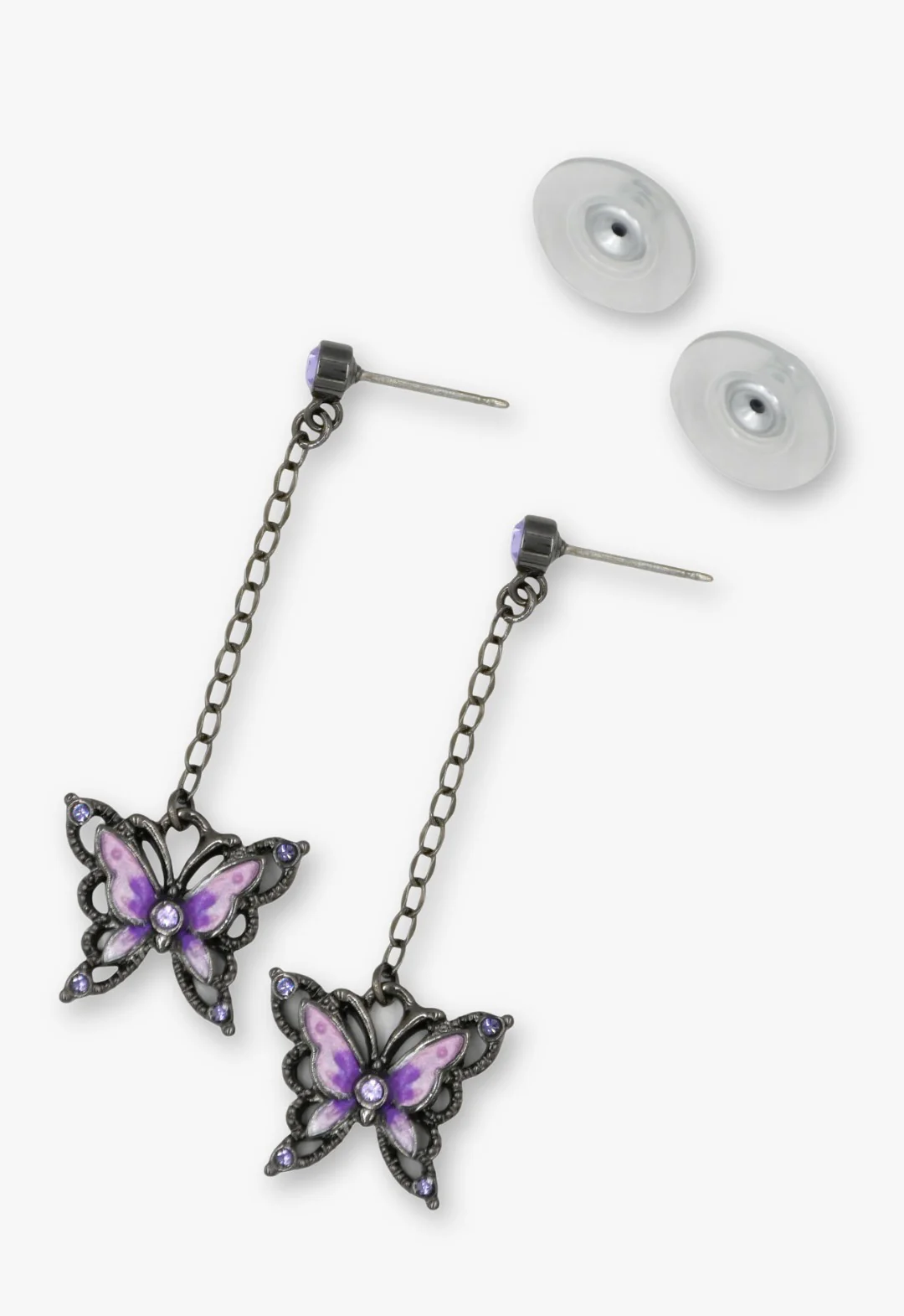 Dark Romance Butterfly Earrings - Gunmetal - Image 3