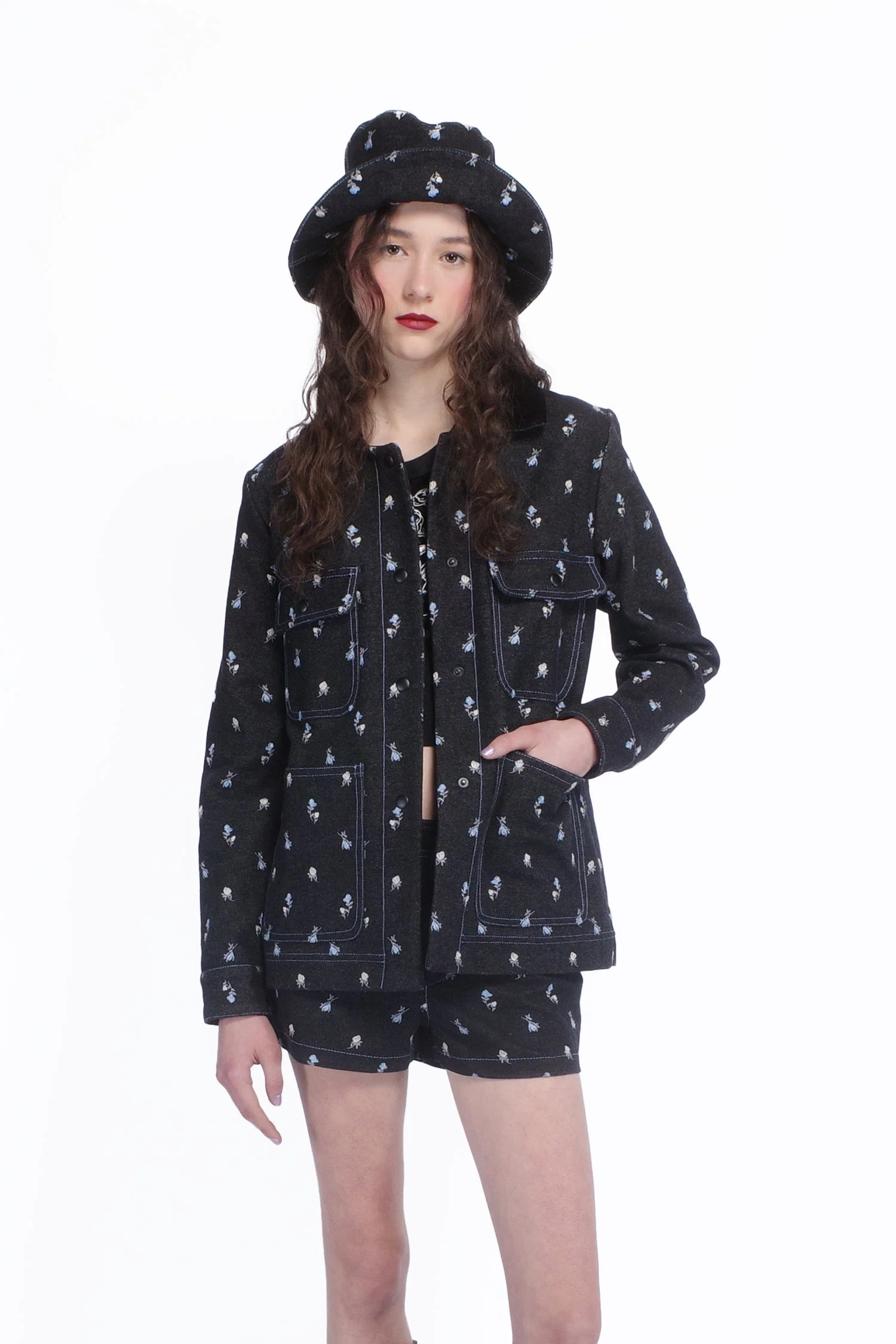 Denim Embroidered Roses Barn Jacket - Image 3