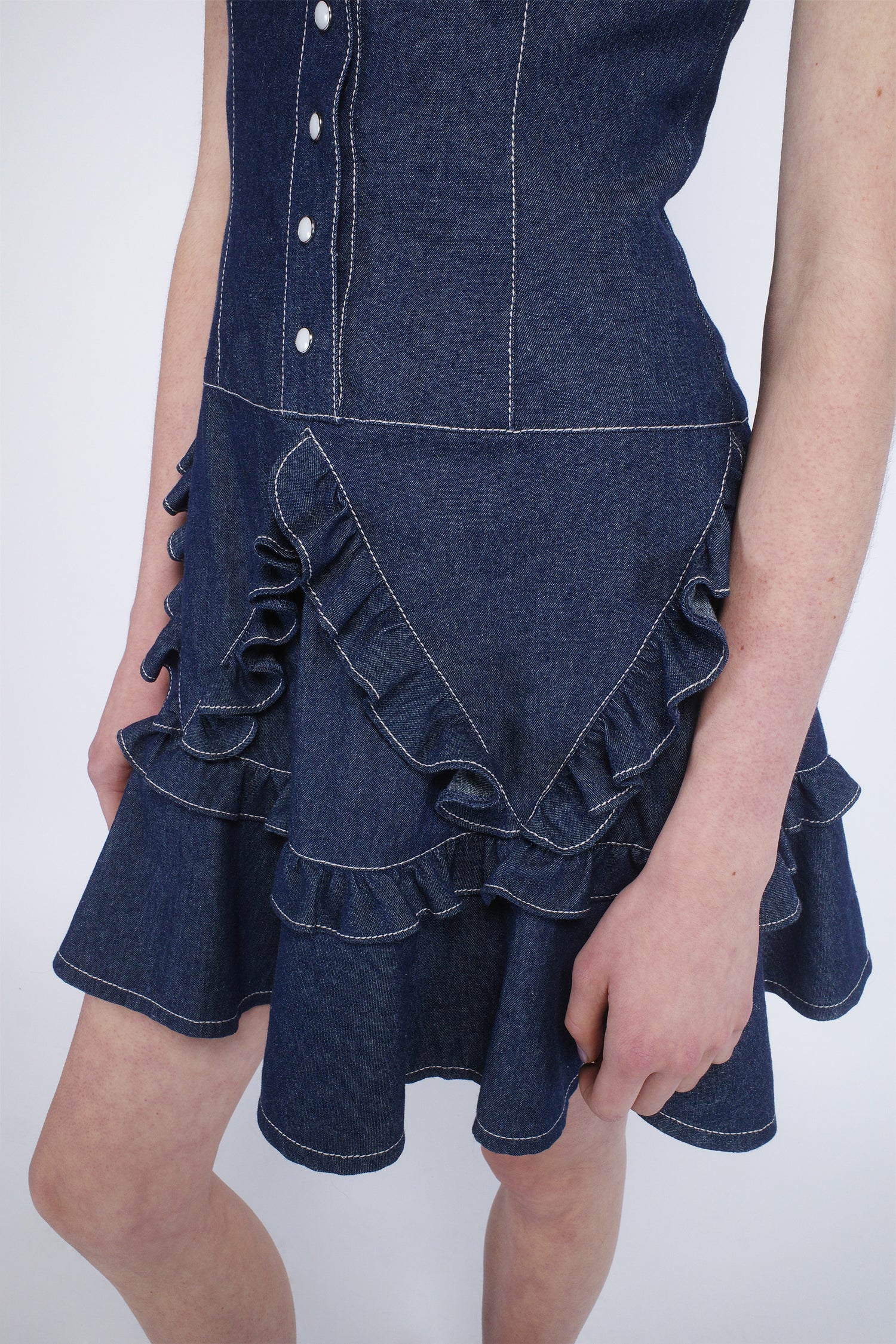 Denim Ruffle Dress - Image 6