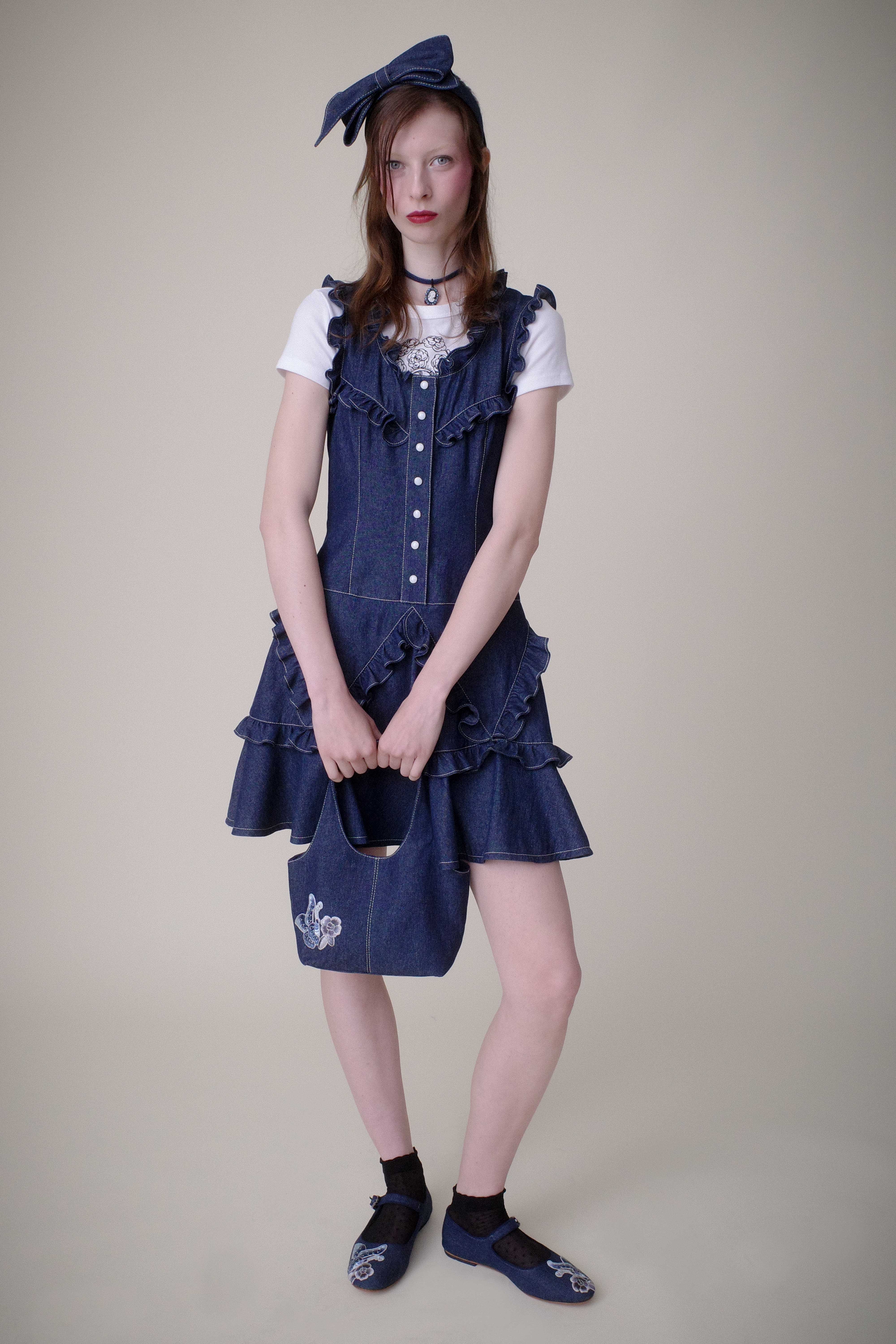 Denim Ruffle Dress - Image 7