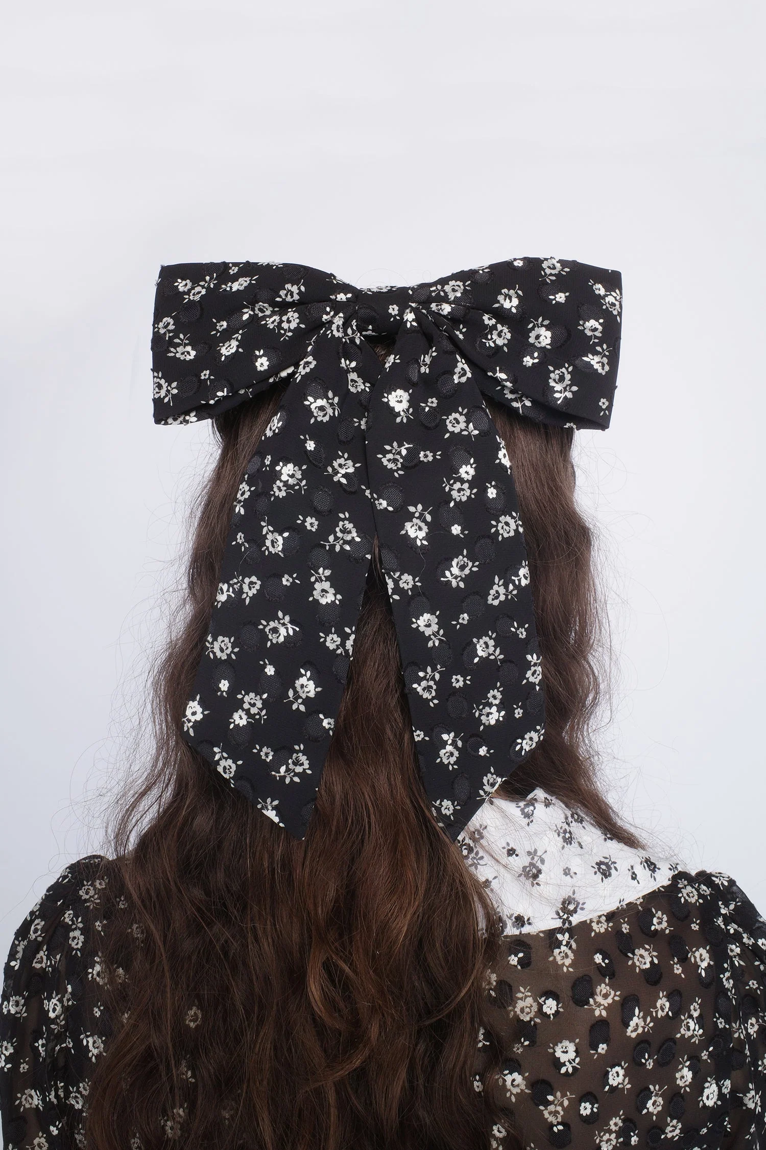 Ditsy Dot Chiffon Bow Hair Clip - Image 2