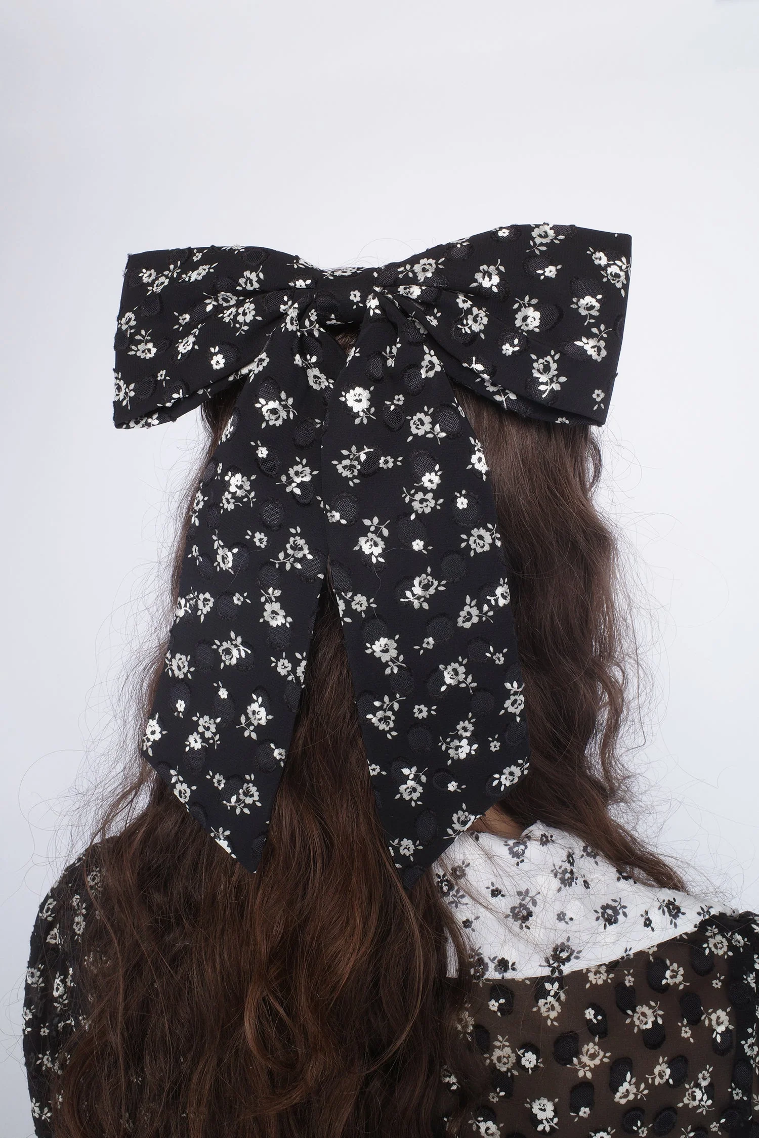 Ditsy Dot Chiffon Bow Hair Clip - Image 3