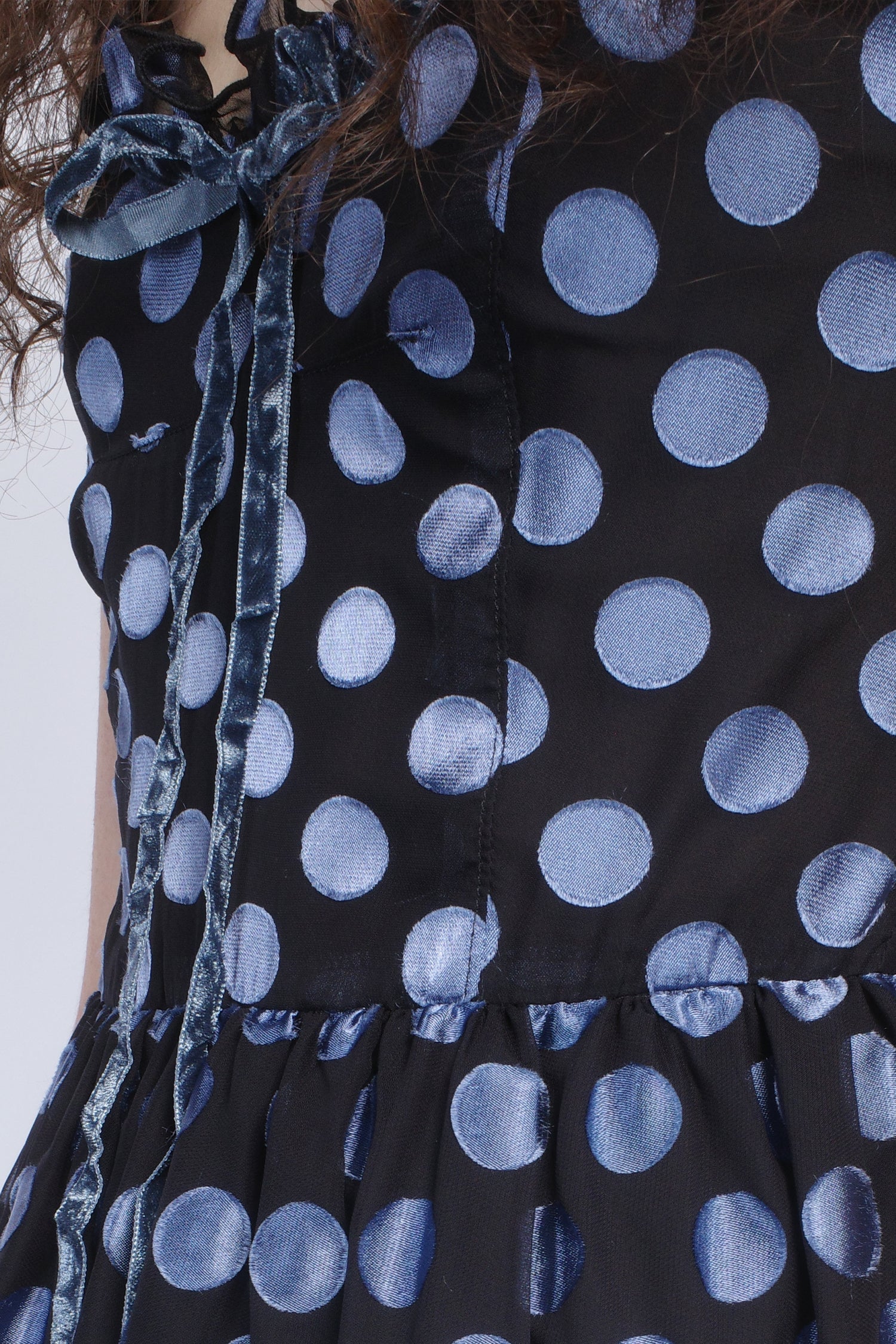 Dot Chiffon Ruffle Mini Dress - Image 4