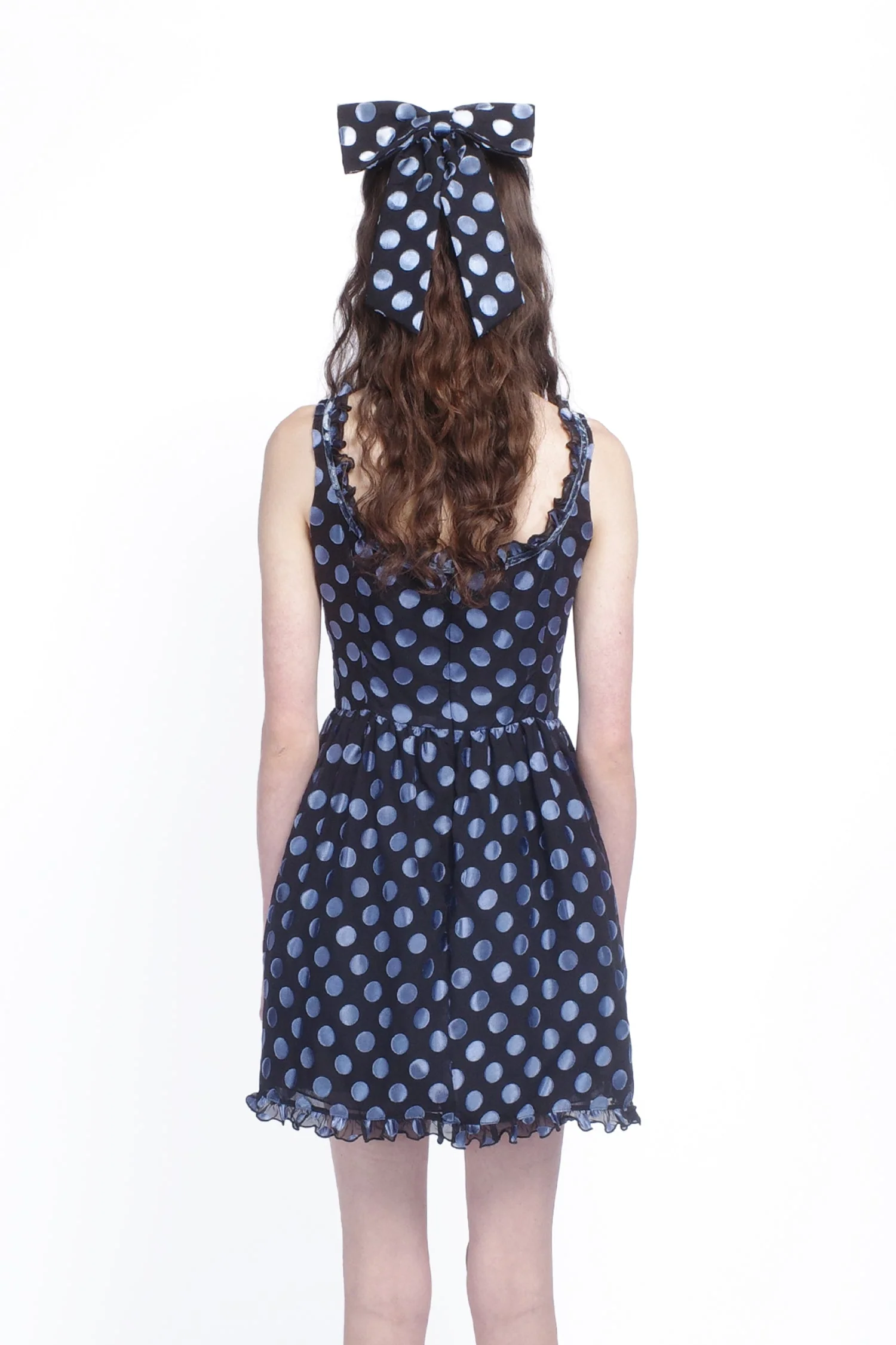 Dot Chiffon Ruffle Mini Dress - Image 5