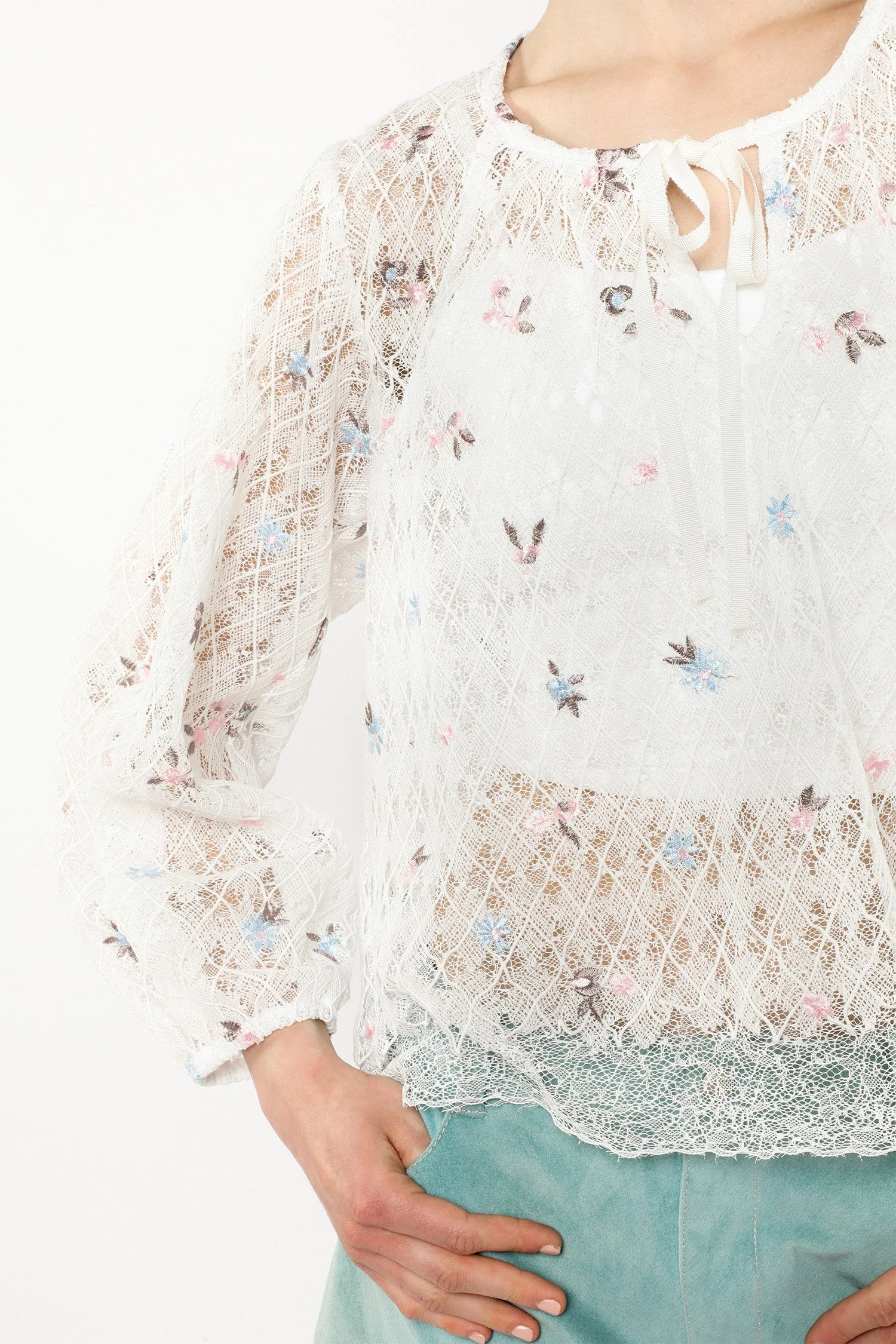 Embroidered Lacey Trellis Blouse - Image 5