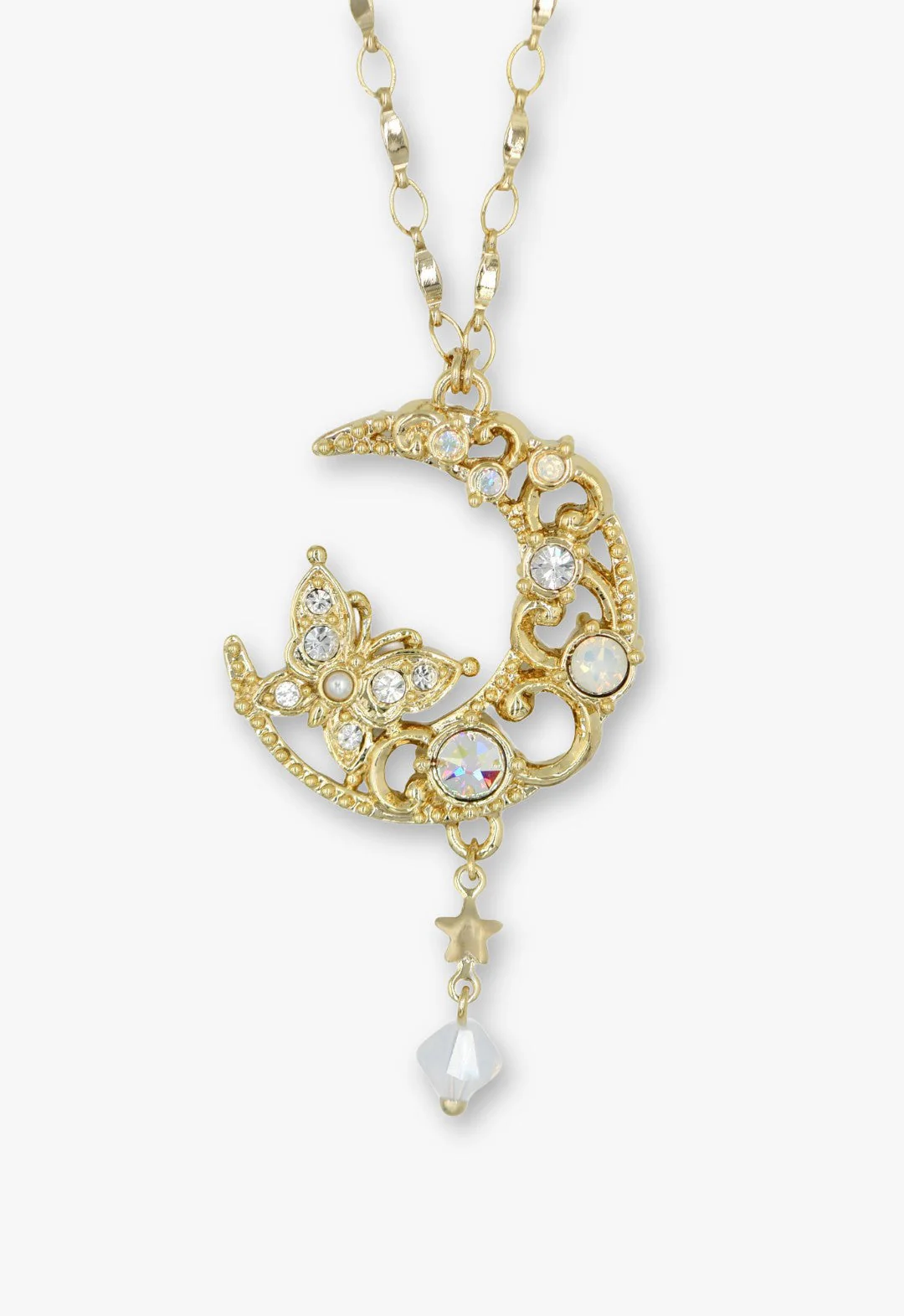 Enchanted Butterfly Moon Necklace - Gold - Image 3