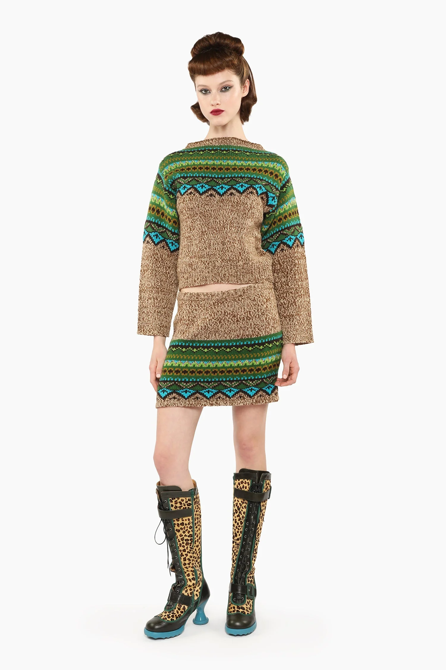 Fair Isle Mini Skirt - Teal - Image 3