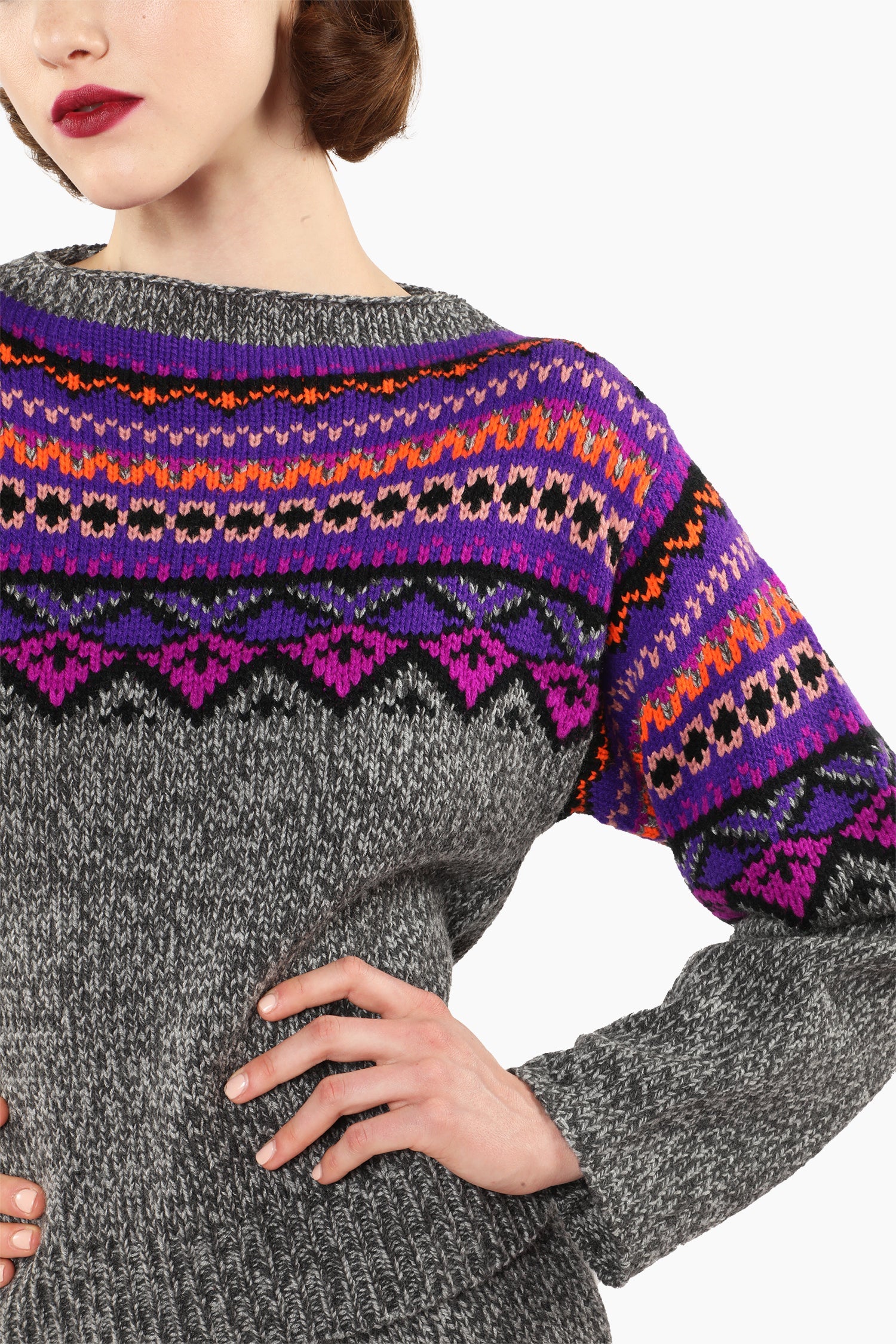 Fair Isle Sweater - Magenta - Image 7