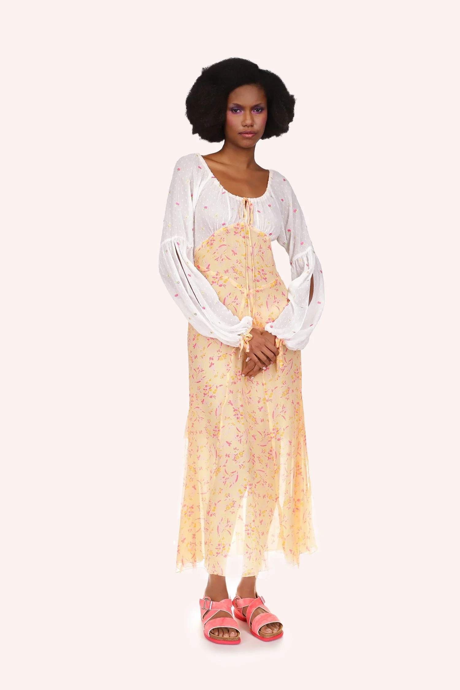 Floral Swiss Dot & Arcadia Blossom Princess Dress - Image 4