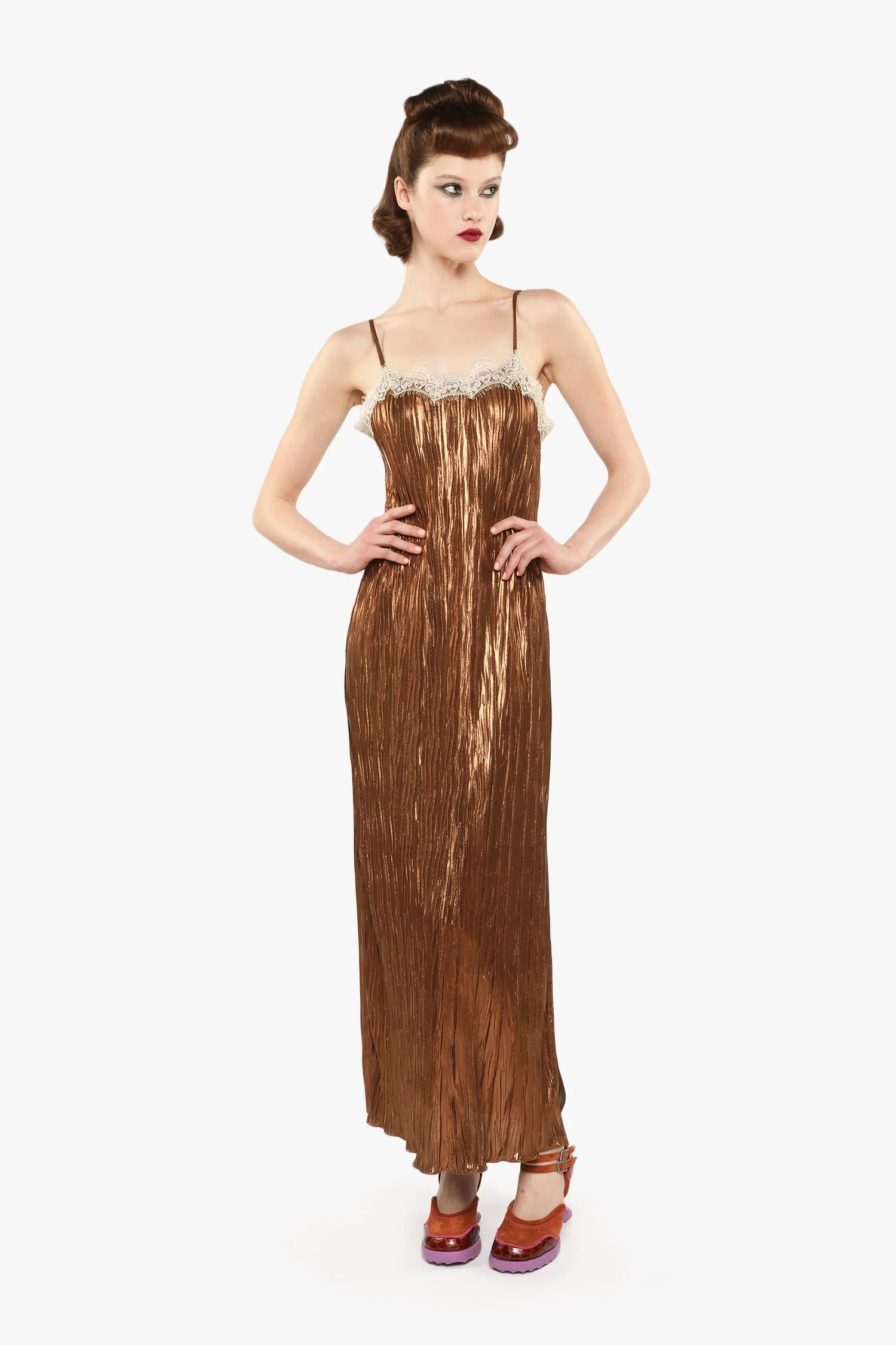 Pleats Lace Slip Dress - Image 5
