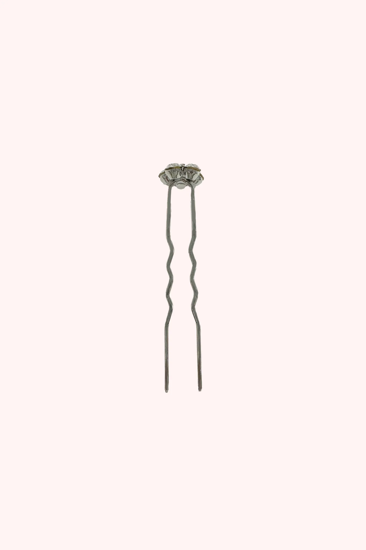 Gemstone Flower Hair Pin - Silver - Image 2
