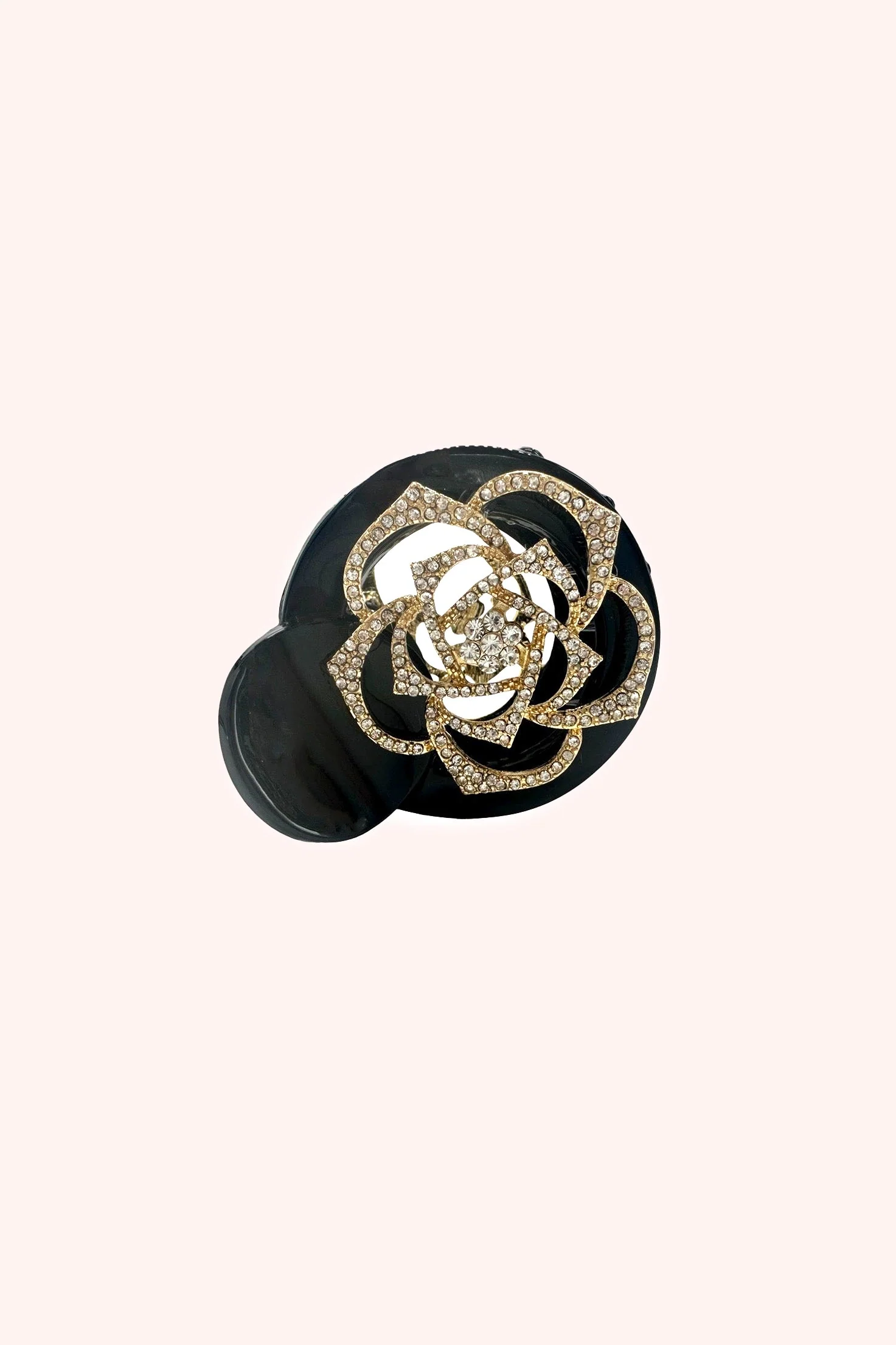 Gemstone Rose Claw Clip - Black