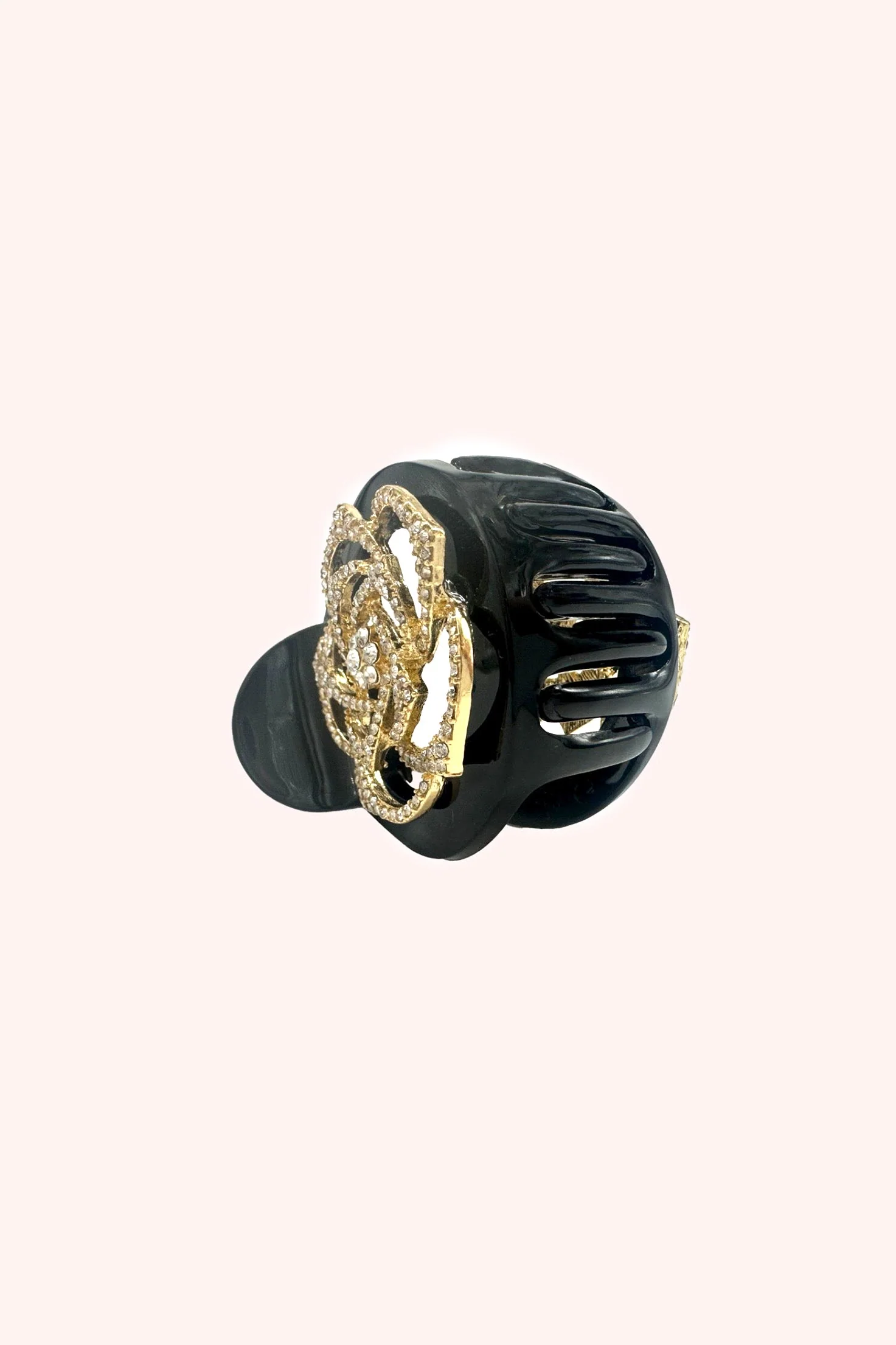 Gemstone Rose Claw Clip - Black - Image 2