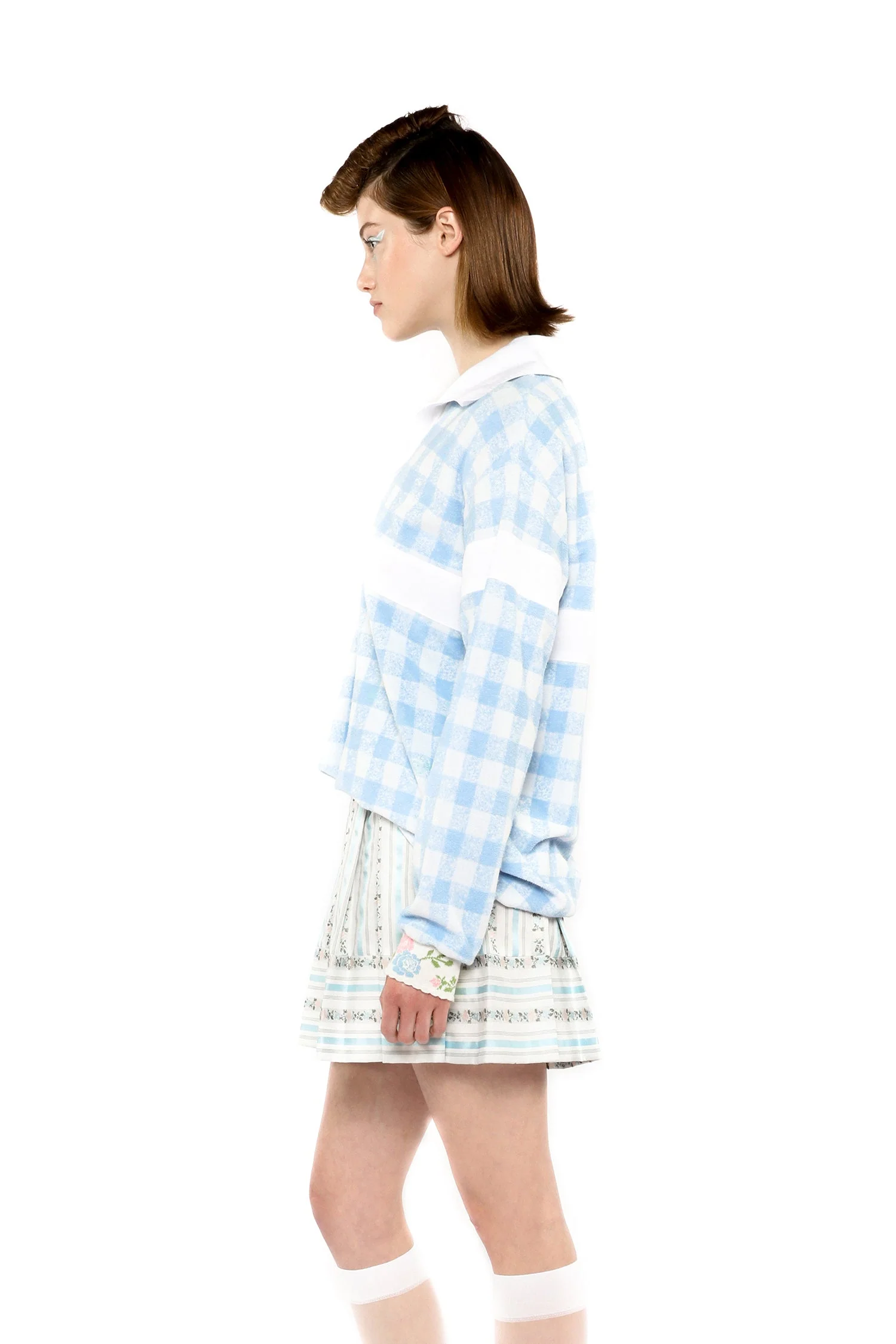 Gingham Terry Long Sleeve Top - Image 3