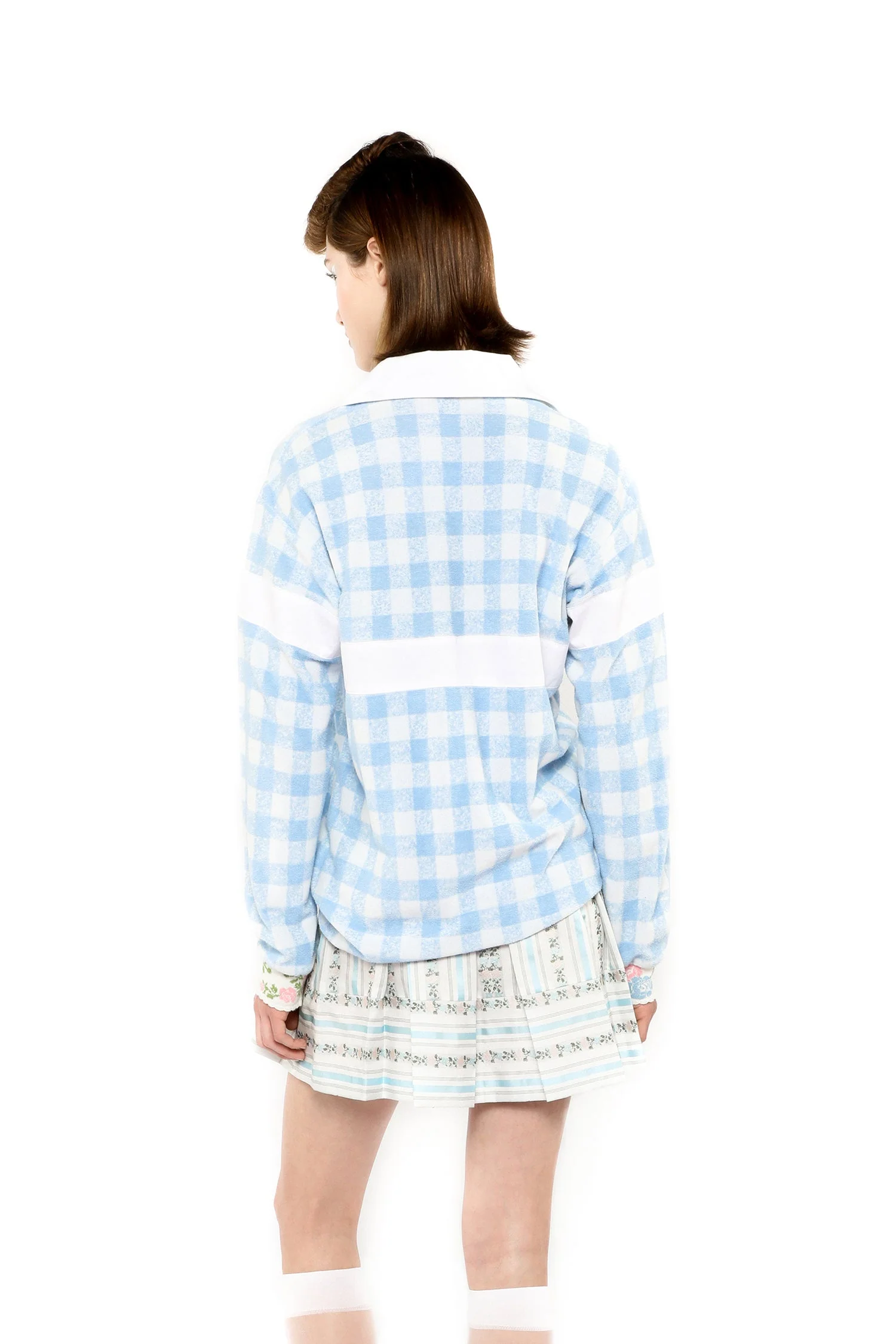 Gingham Terry Long Sleeve Top - Image 4