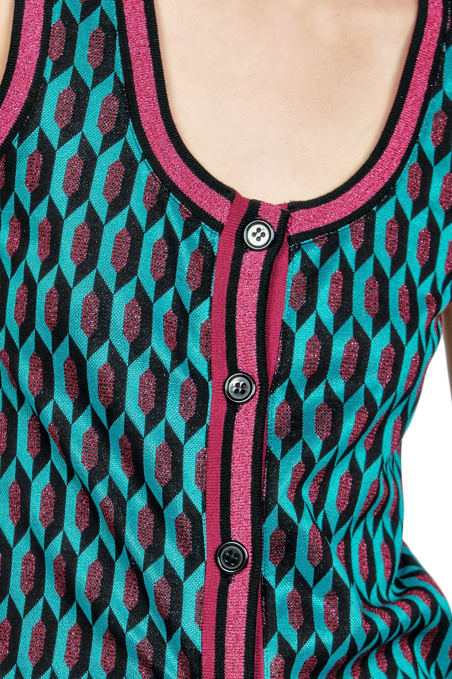 Glitter Geo Jacquard Long Vest - Image 5