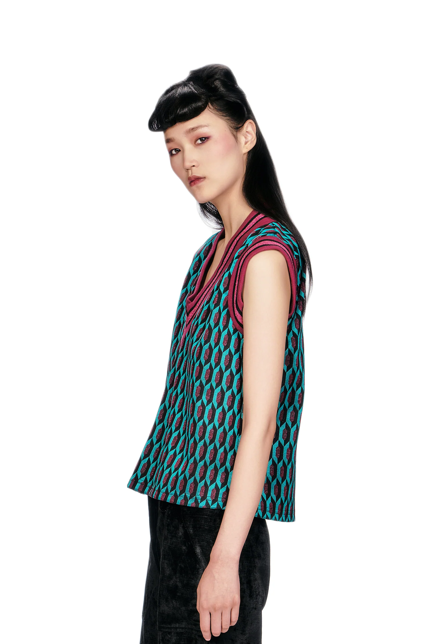Glitter Geo Jacquard Pullover Vest - Image 3